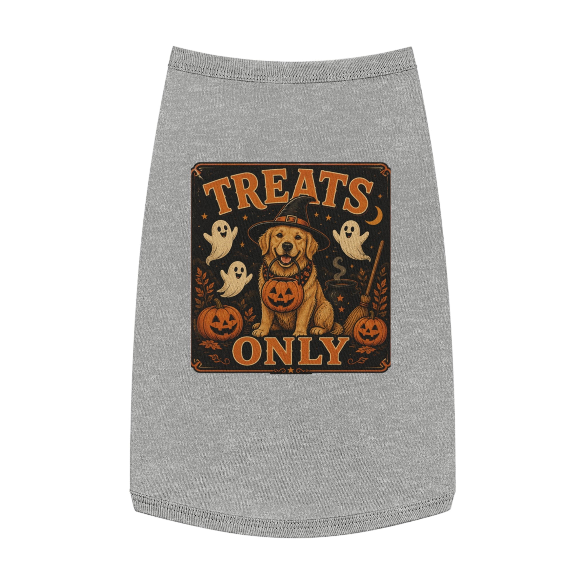 Halloween Dog Tank Top - "Treats Only" Pumpkin Puppy Pet Tank