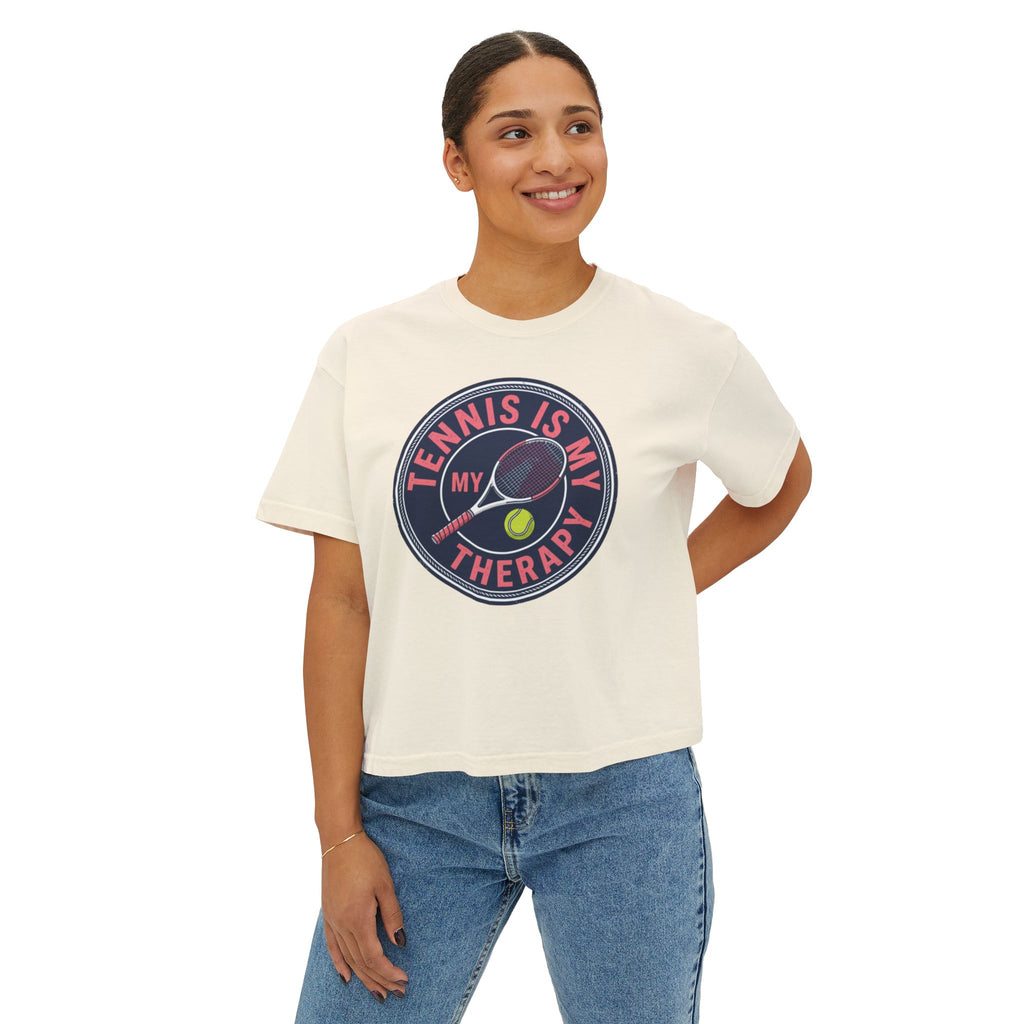 Tennis Tee — "Tennis Is My Therapy" Women's Boxy Shirt