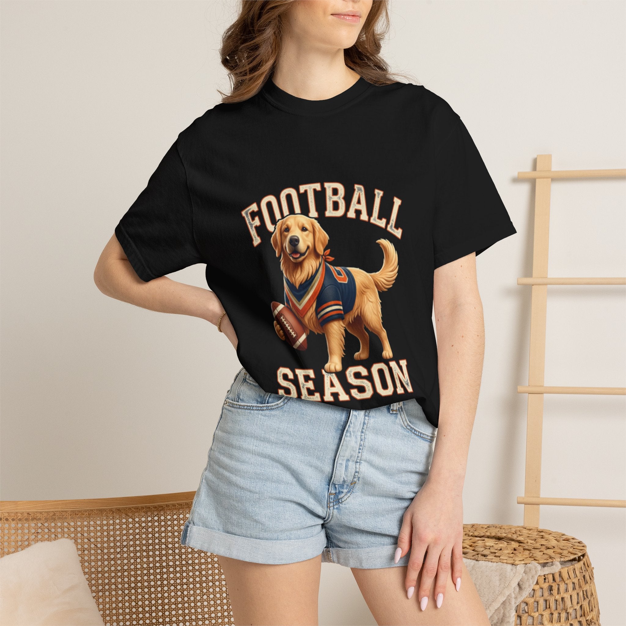 Football Season T-Shirt — Golden Retriever with Football