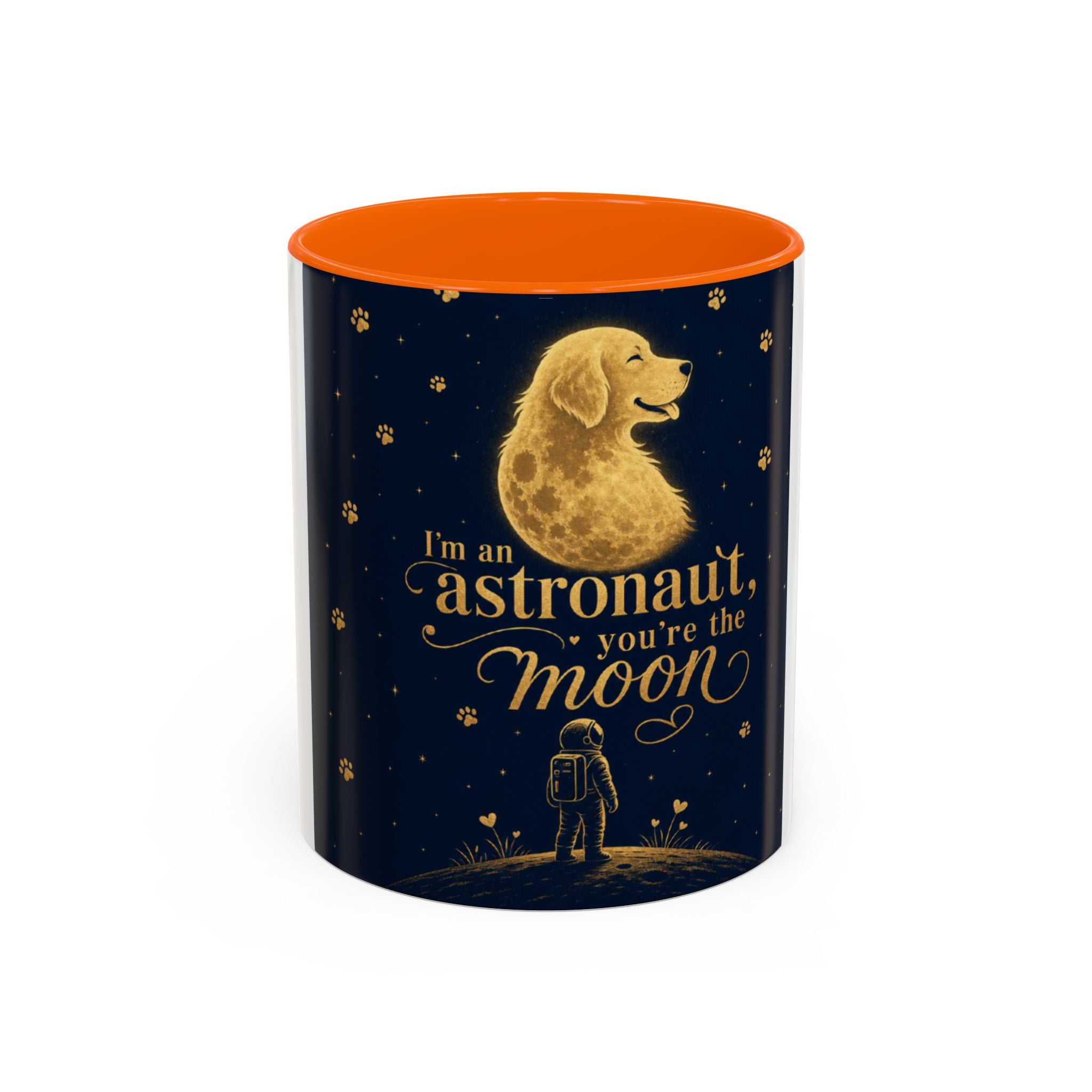 Accent Coffee Mug — “I’m an Astronaut, You’re the Moon” Dog Moonlight Design