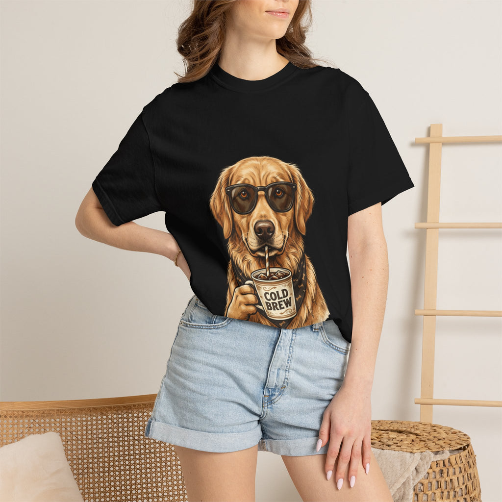 Cold Brew Golden Retriever T-Shirt — Dog Coffee Lover Tee