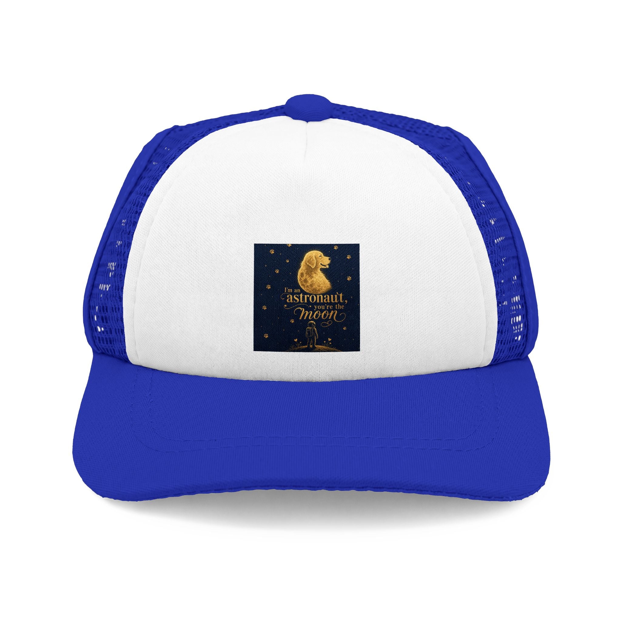 Dog Trucker Hat — "Dogs Bring Me Joy" Foil-Style Paw Design