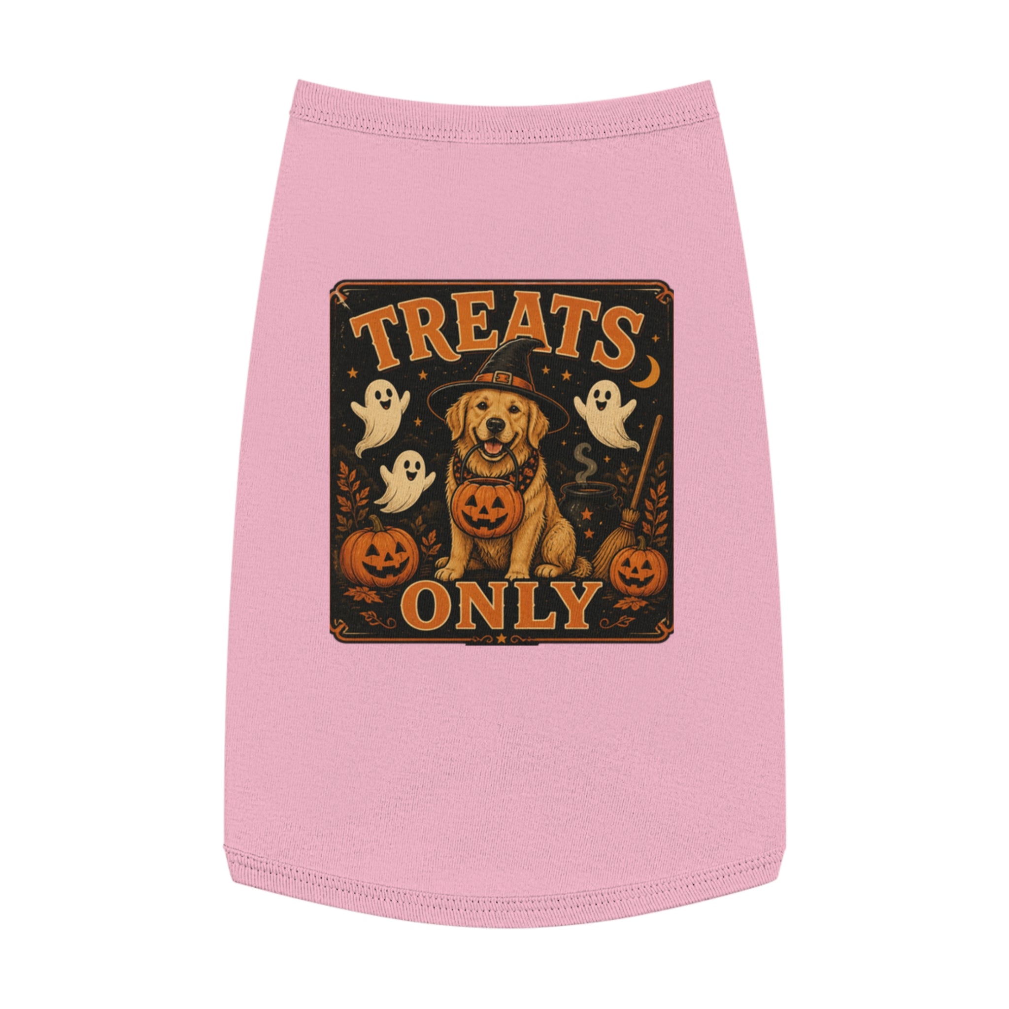 Halloween Dog Tank Top - "Treats Only" Pumpkin Puppy Pet Tank
