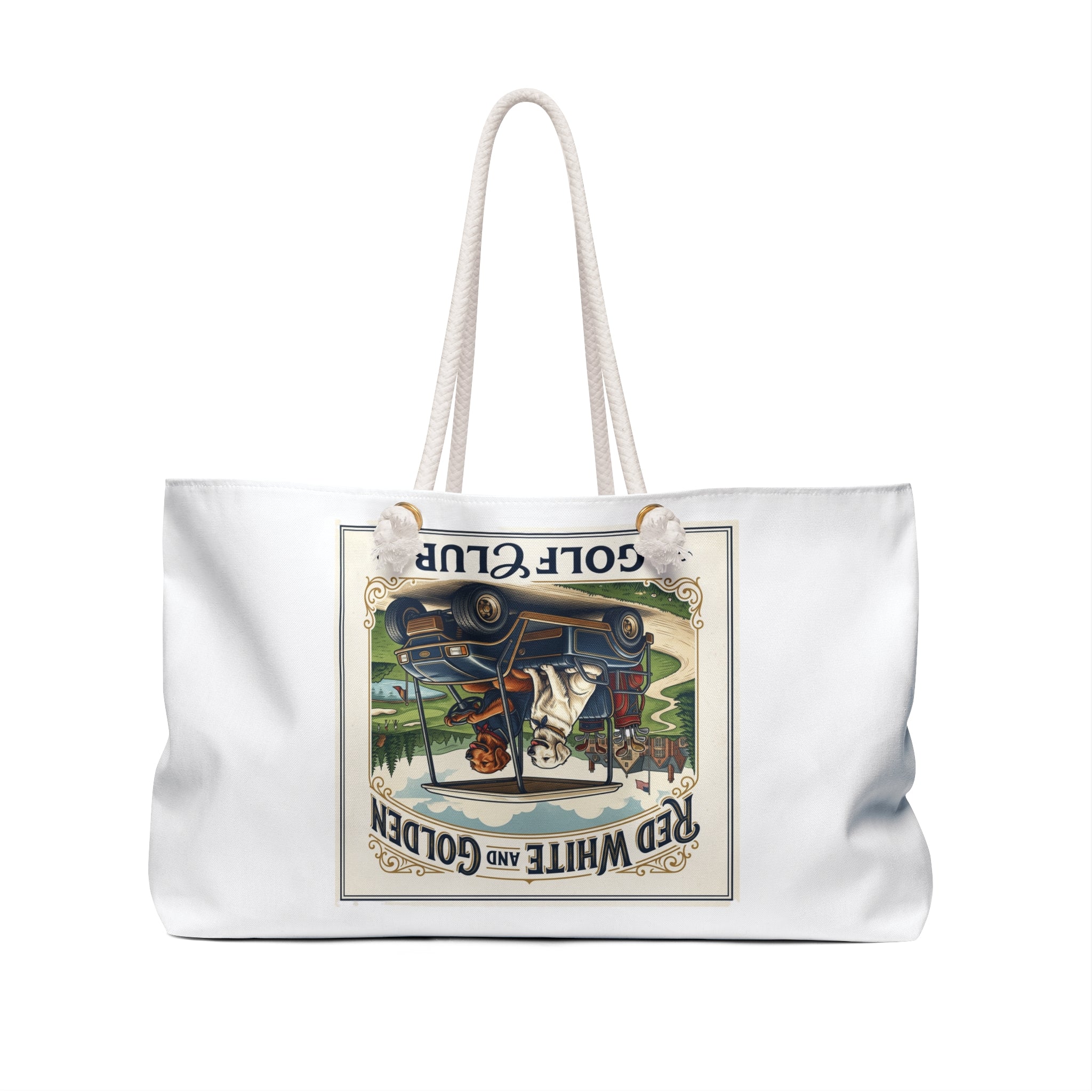 Golf Club Weekender Bag — Red White and Golden Vintage Golf Tote