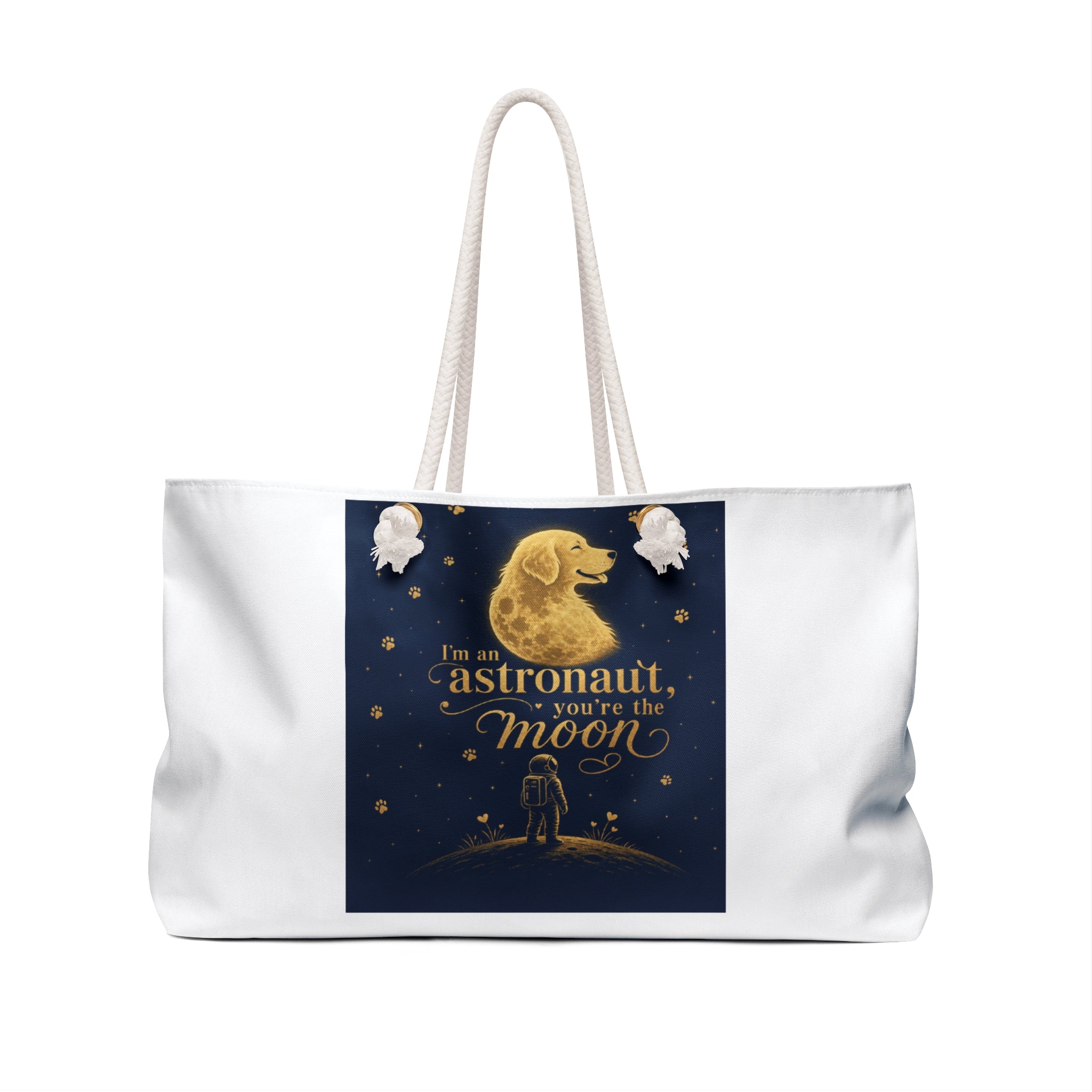 Weekender Bag - "I’m an Astronaut, You’re the Moon" Dog Moon Graphic Travel Tote