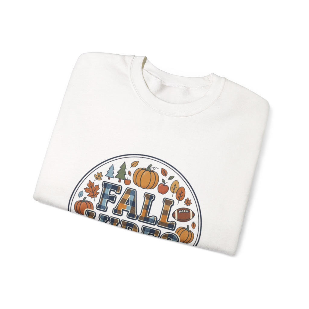 Fall Vibes Crewneck Sweatshirt — Pumpkin, Apples & Football Autumn Graphic