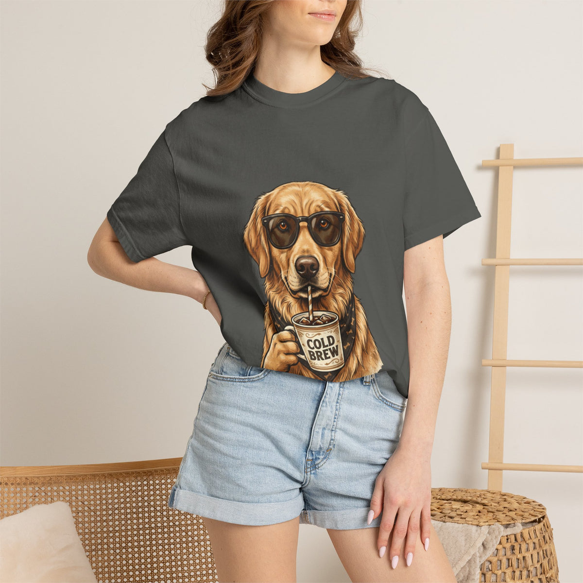 Cold Brew Golden Retriever T-Shirt — Dog Coffee Lover Tee