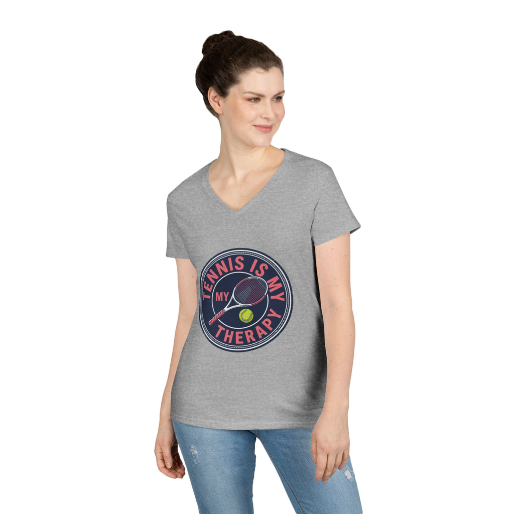 Tennis Is My Therapy Ladies' V-Neck T-Shirt