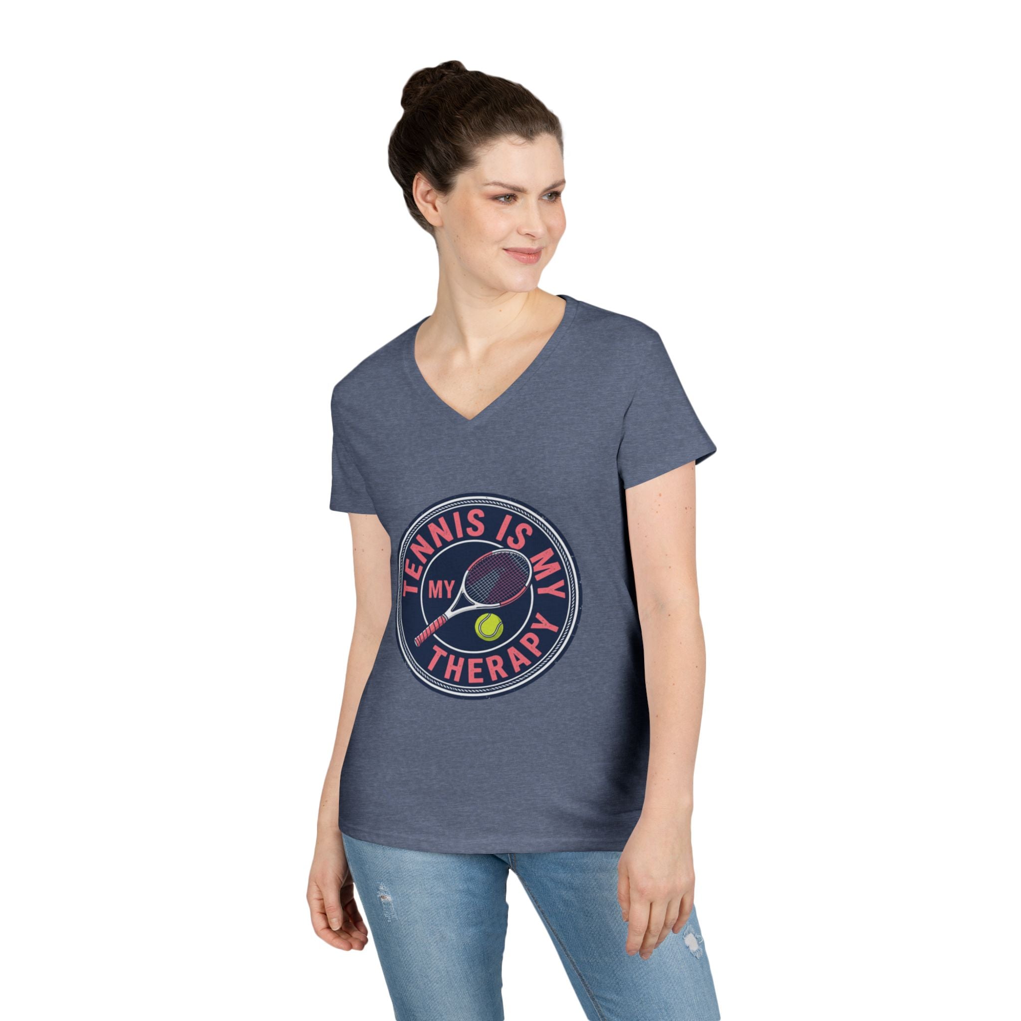 Tennis Is My Therapy Ladies' V-Neck T-Shirt