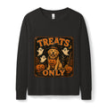 Women's Halloween 'Treats Only' Crewneck Sweatshirt — Pumpkin Dog & Ghosts