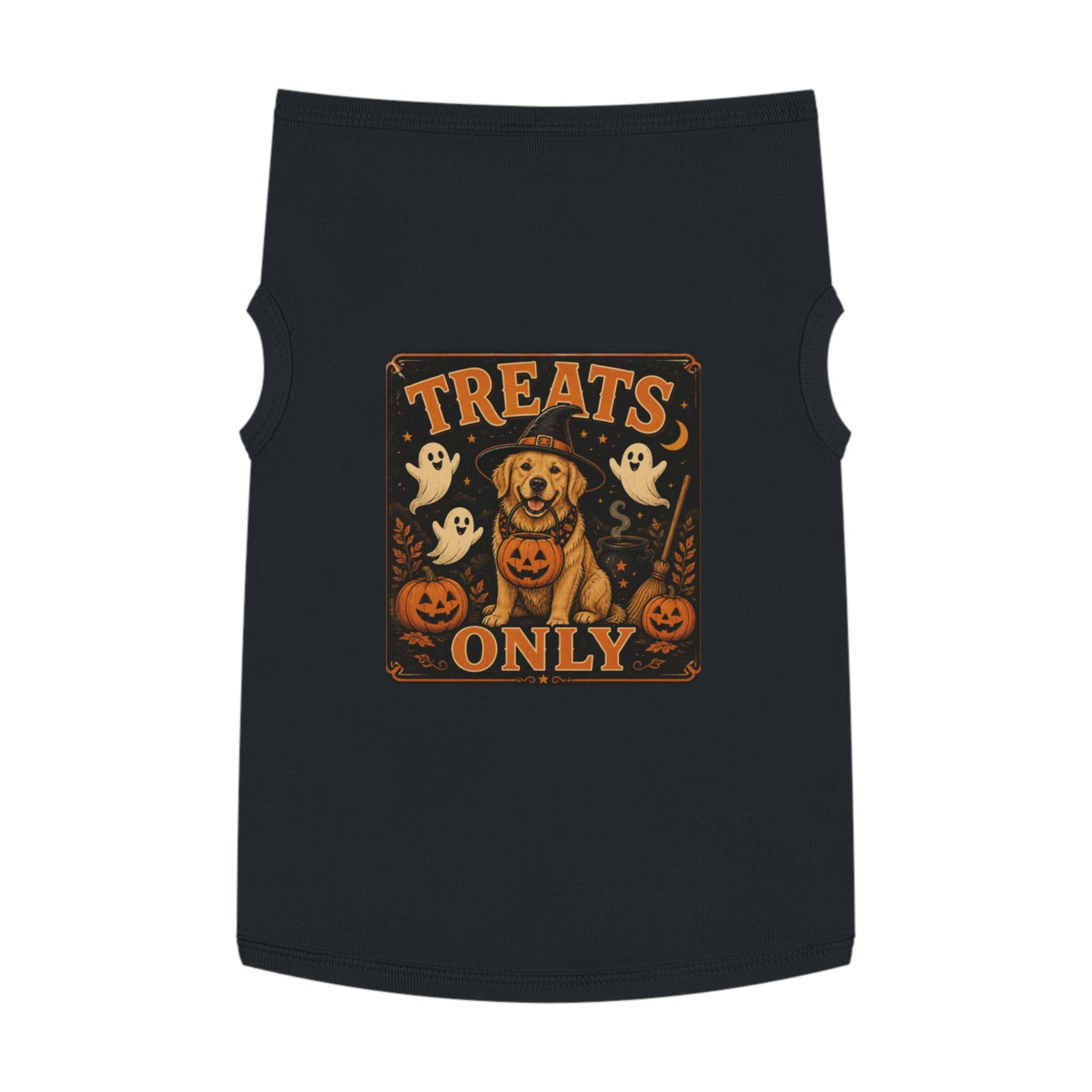 Halloween Dog Tank Top - "Treats Only" Pumpkin Puppy Pet Tank