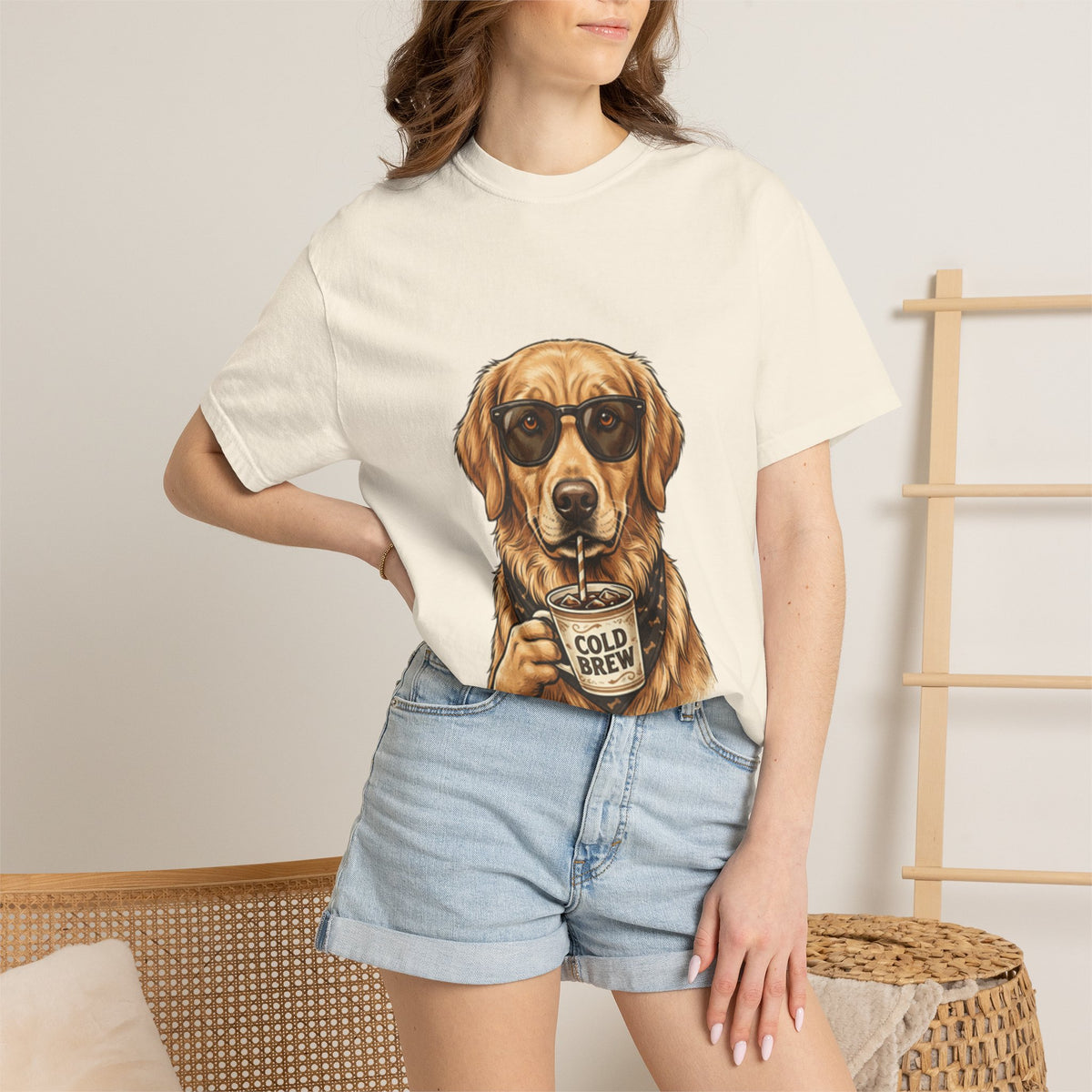 Cold Brew Golden Retriever T-Shirt — Dog Coffee Lover Tee