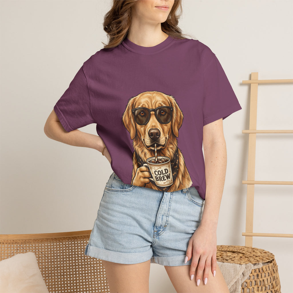 Cold Brew Golden Retriever T-Shirt — Dog Coffee Lover Tee