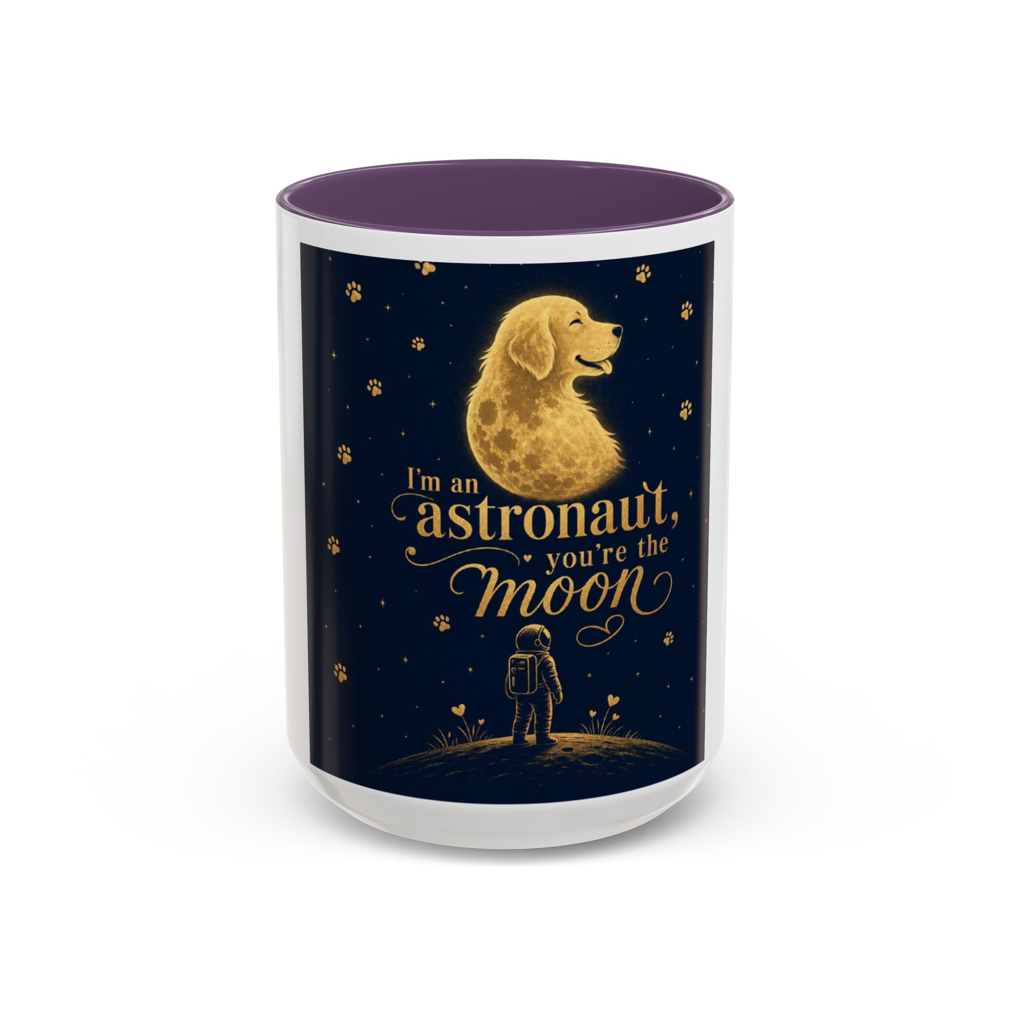 Accent Coffee Mug — “I’m an Astronaut, You’re the Moon” Dog Moonlight Design