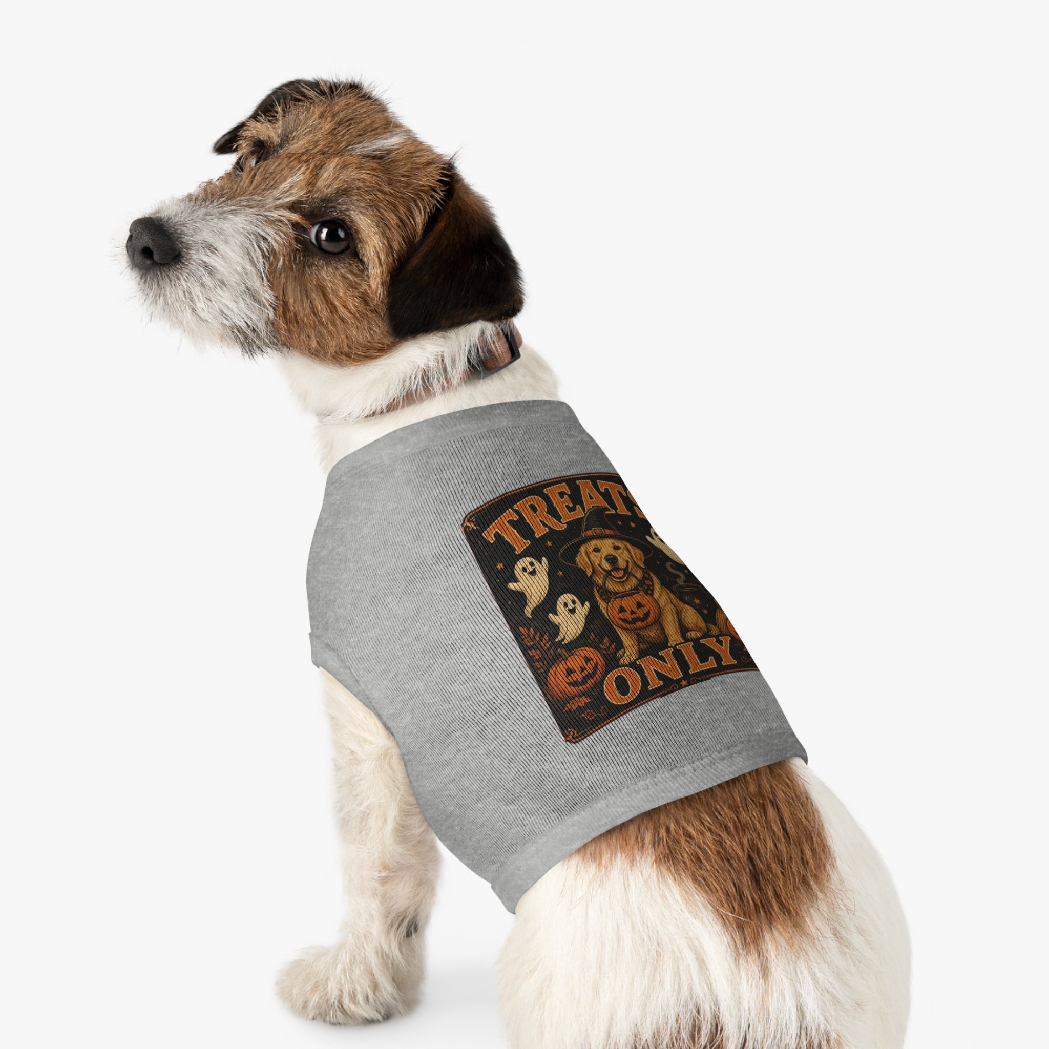 Halloween Dog Tank Top - "Treats Only" Pumpkin Puppy Pet Tank