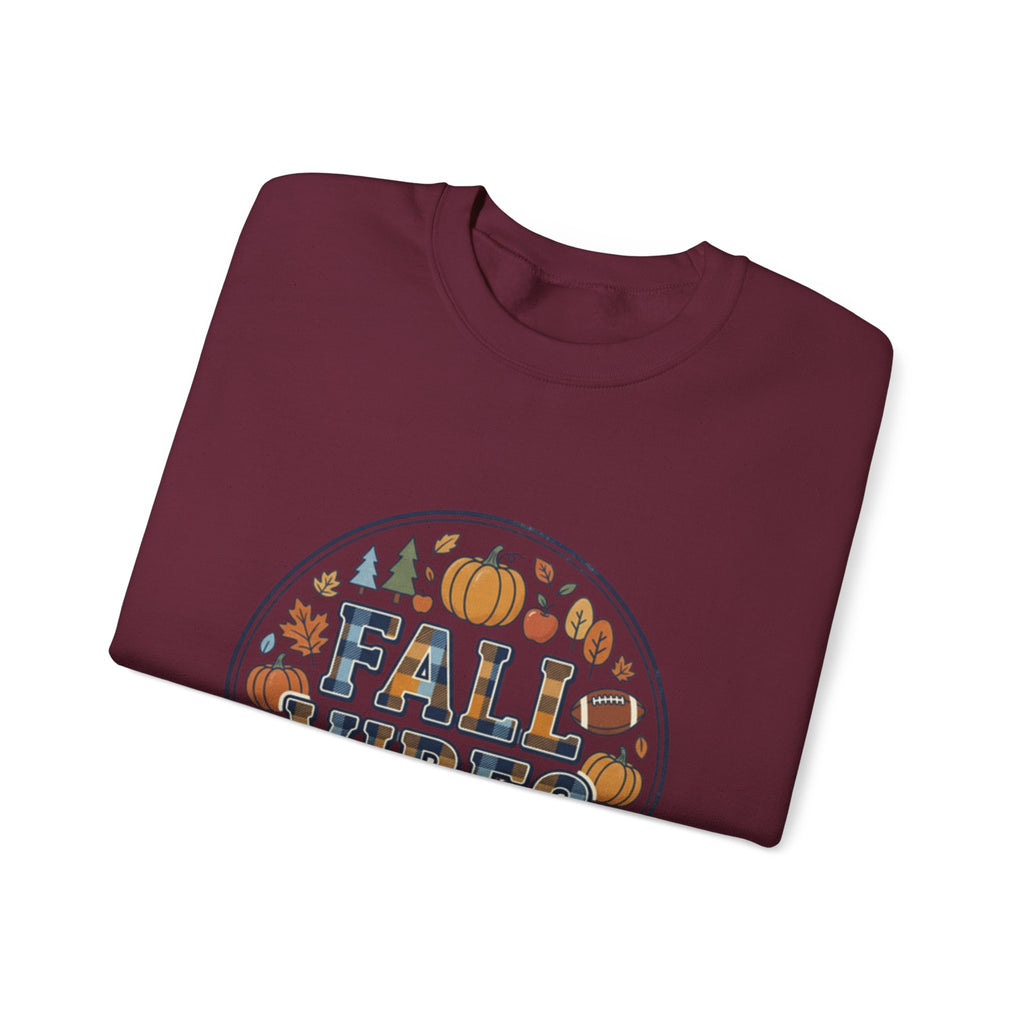 Fall Vibes Crewneck Sweatshirt — Pumpkin, Apples & Football Autumn Graphic