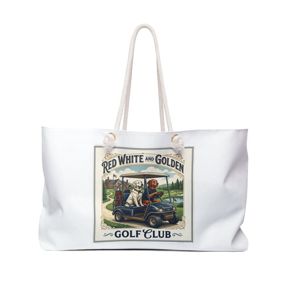 Golf Club Weekender Bag — Red White and Golden Vintage Golf Tote