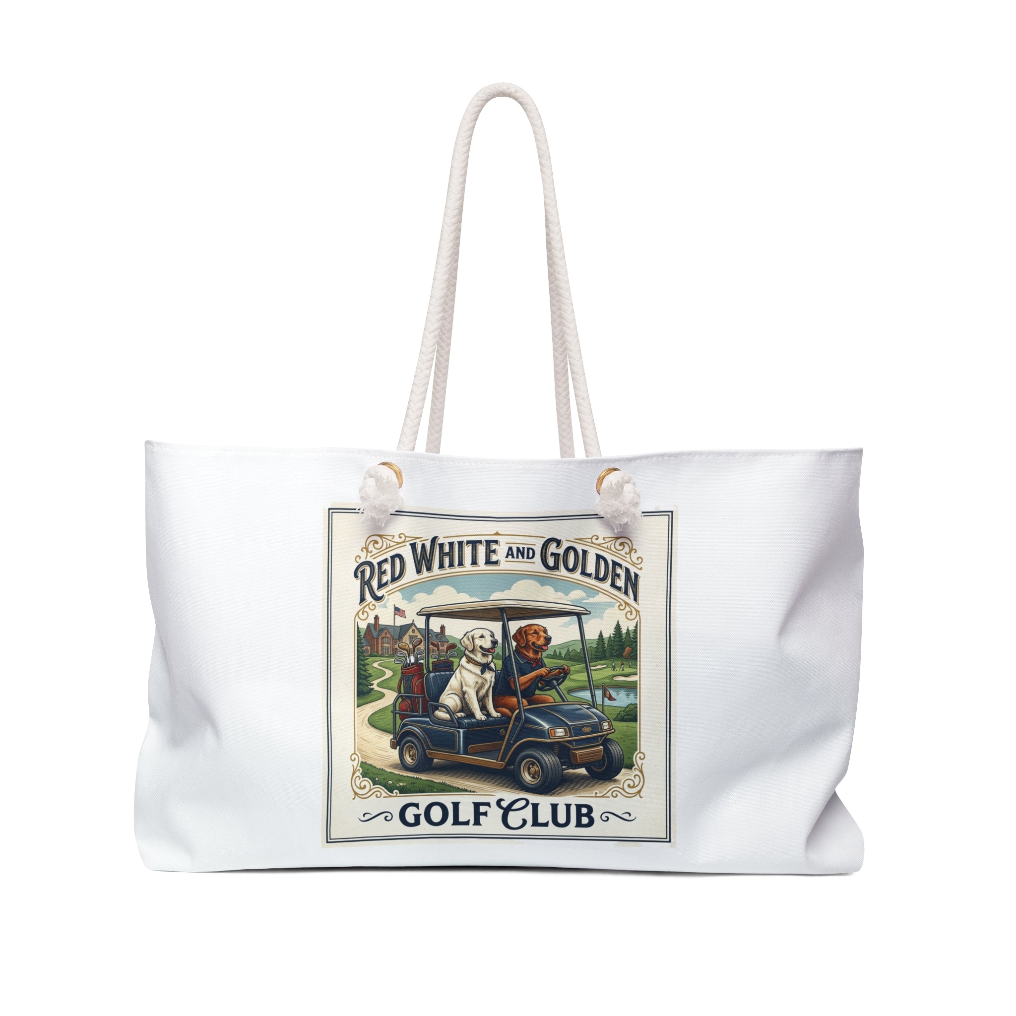 Golf Club Weekender Bag — Red White and Golden Vintage Golf Tote