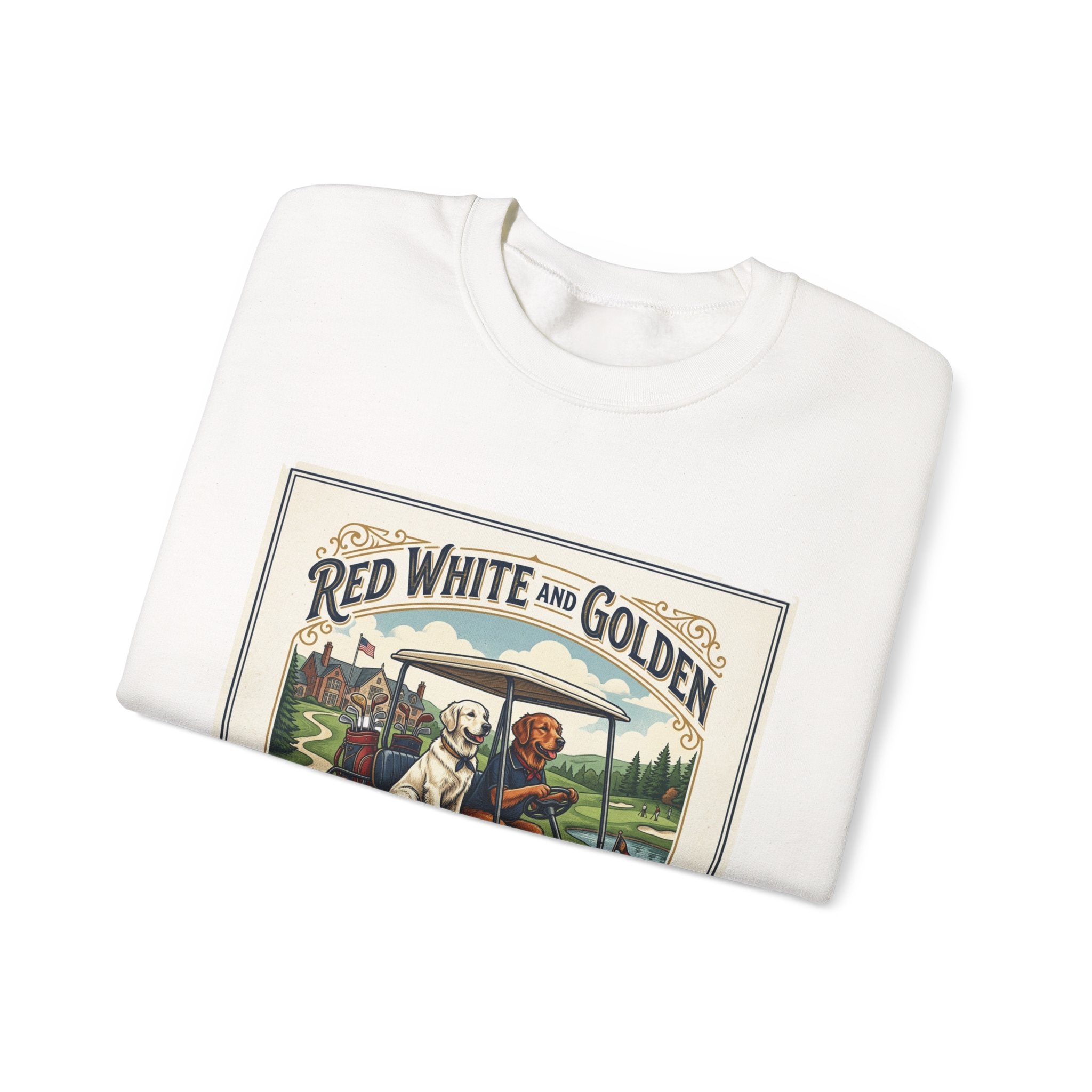 Golf Club Crewneck Sweatshirt - "Red White and Golden" Vintage Golf Cartoon