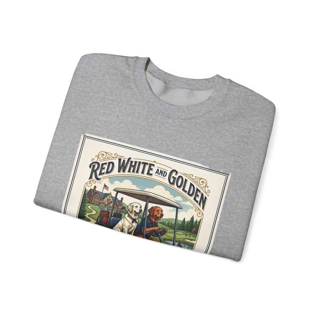 Golf Club Crewneck Sweatshirt - "Red White and Golden" Vintage Golf Cartoon
