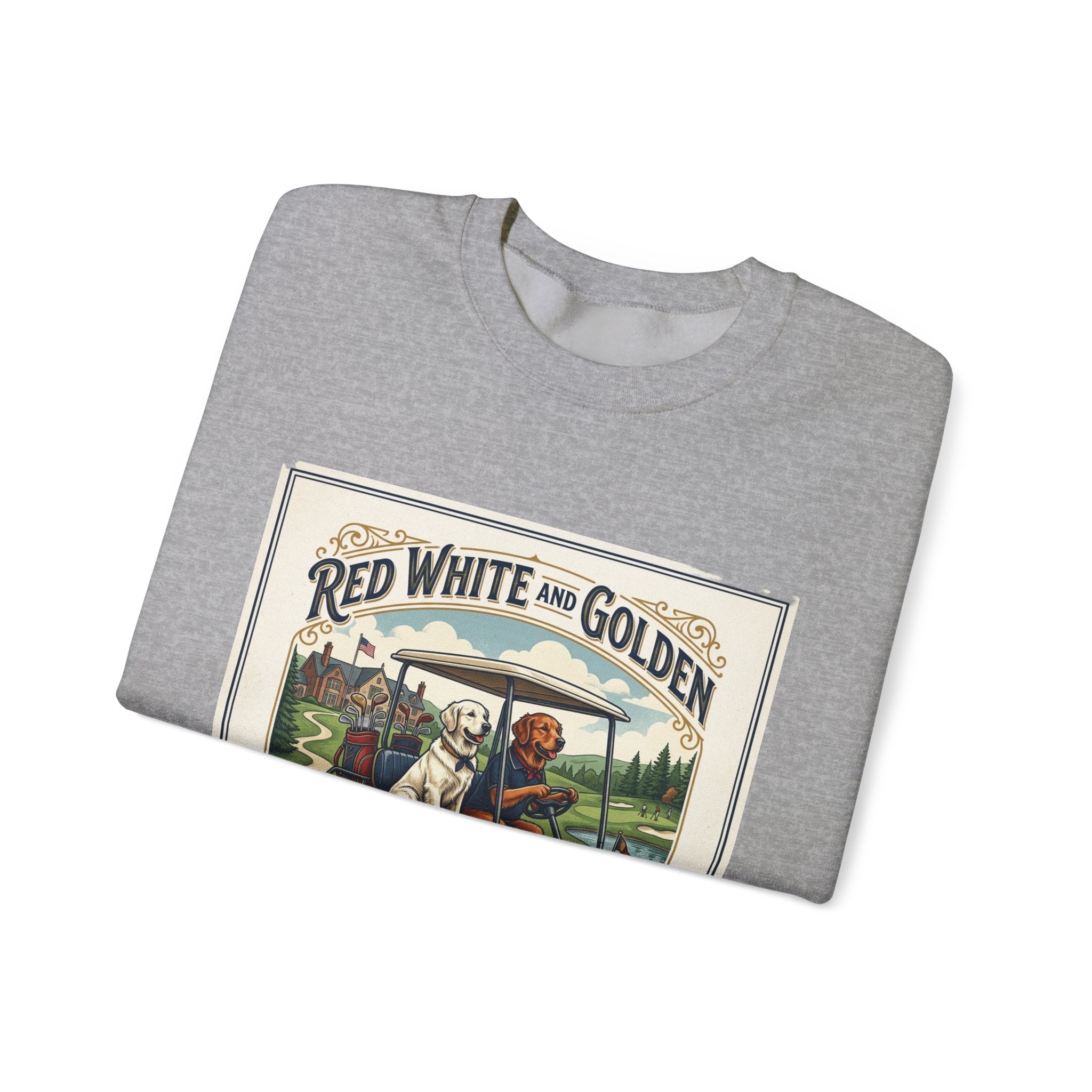 Golf Club Crewneck Sweatshirt - "Red White and Golden" Vintage Golf Cartoon