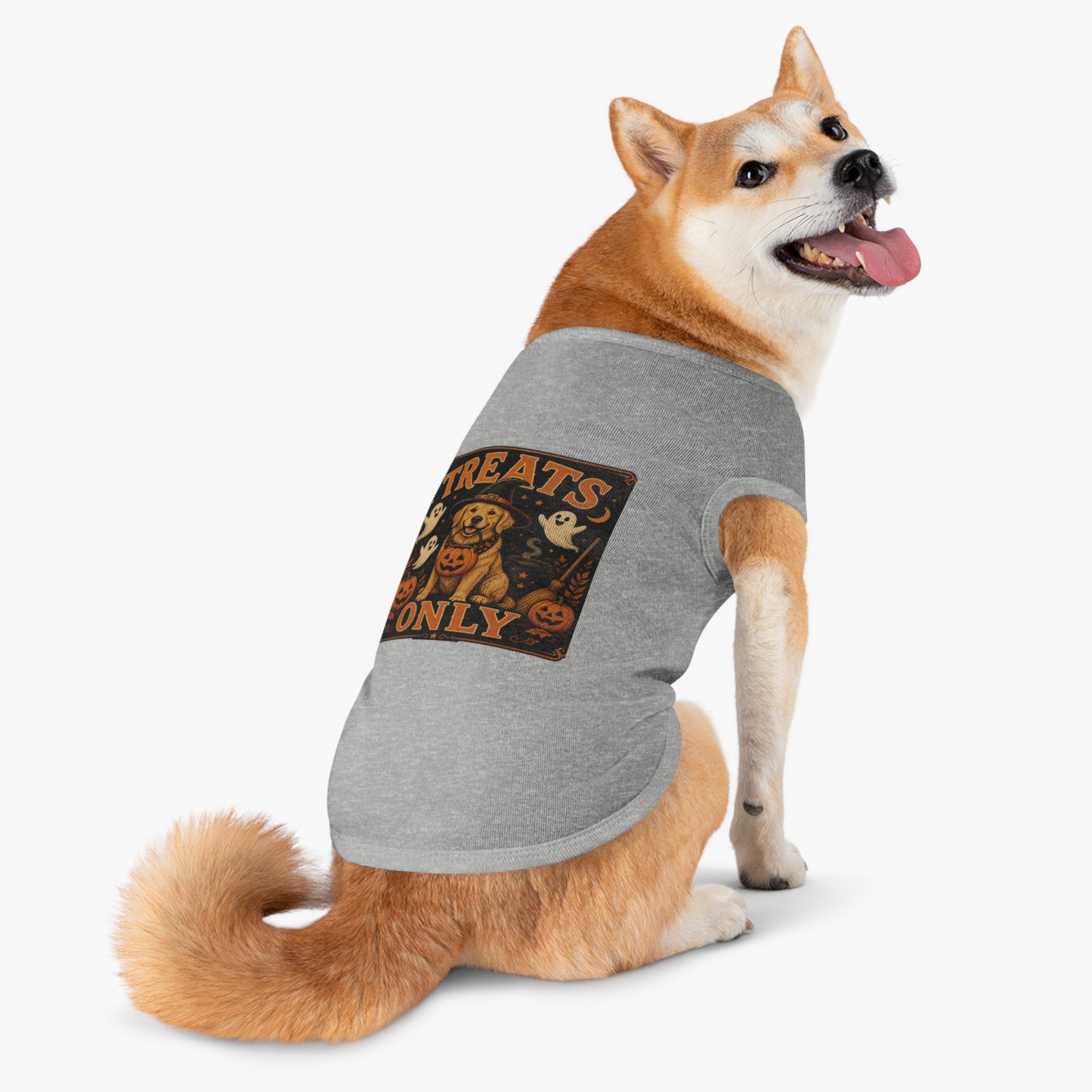 Halloween Dog Tank Top - "Treats Only" Pumpkin Puppy Pet Tank