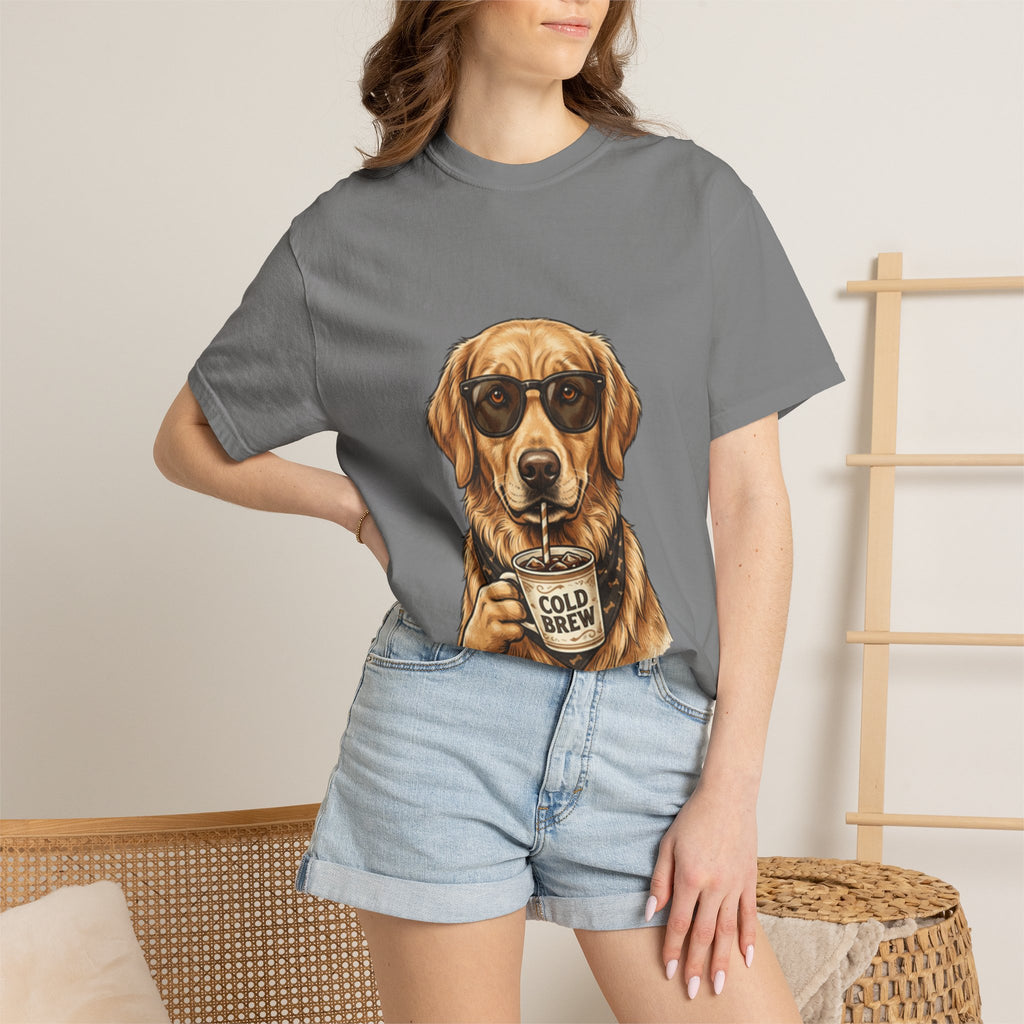 Cold Brew Golden Retriever T-Shirt — Dog Coffee Lover Tee