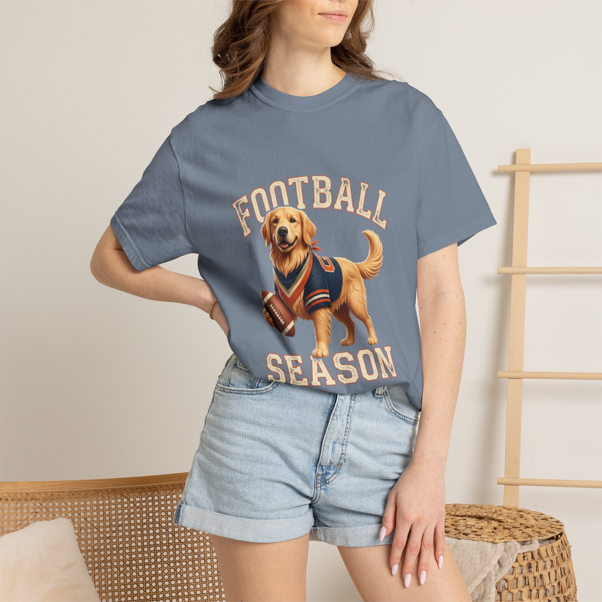 Football Season T-Shirt — Golden Retriever with Football