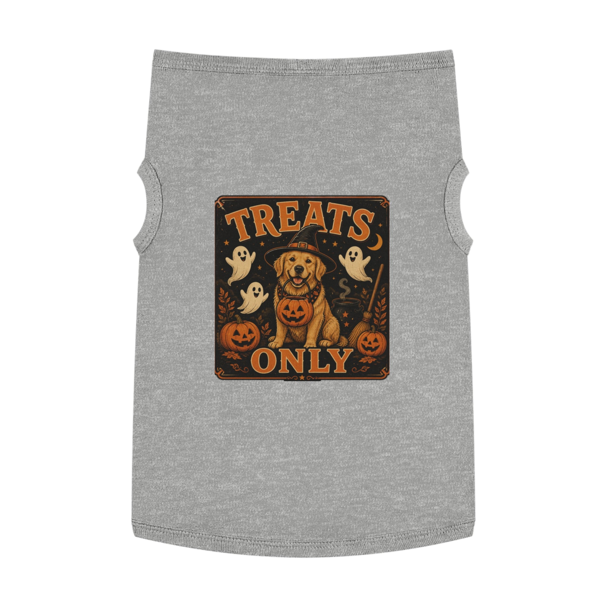 Halloween Dog Tank Top - "Treats Only" Pumpkin Puppy Pet Tank