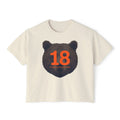18 Bear Head Women's Boxy Tee — Vintage-Inspired Birthday Graphic Shirt