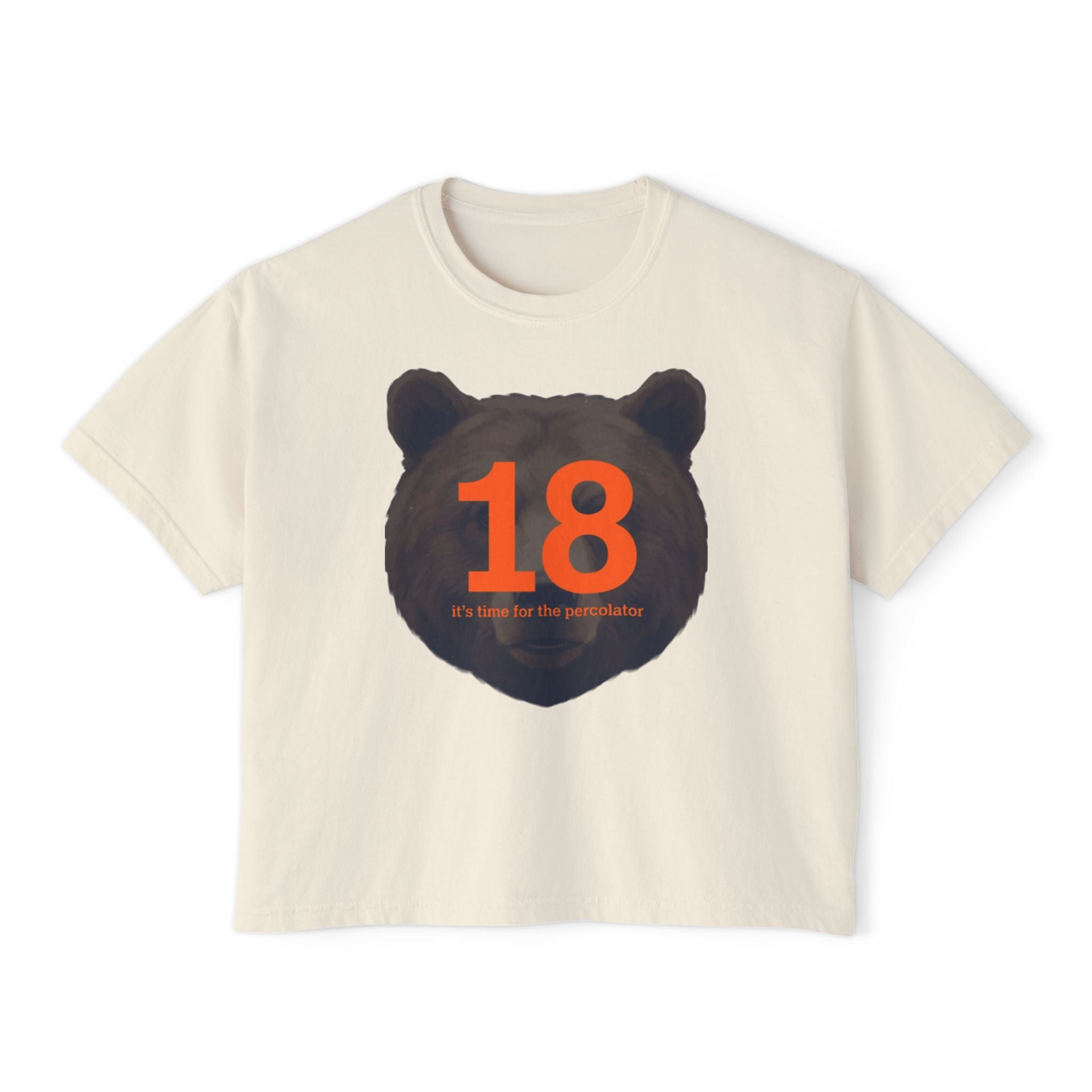 18 Bear Head Women's Boxy Tee — Vintage-Inspired Birthday Graphic Shirt