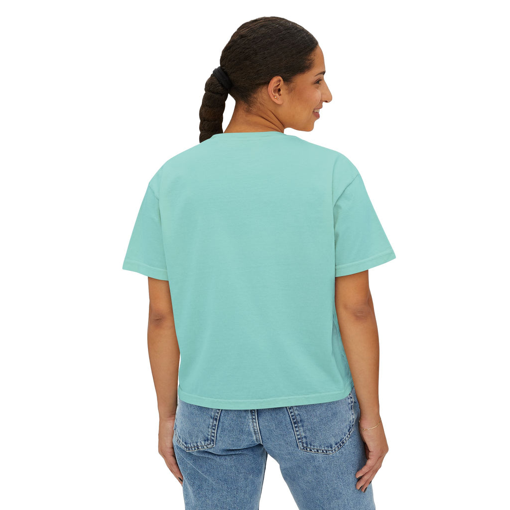 Dog Mom Club Boxy Tee — Cute Golden Retriever Graphic T-Shirt for Women