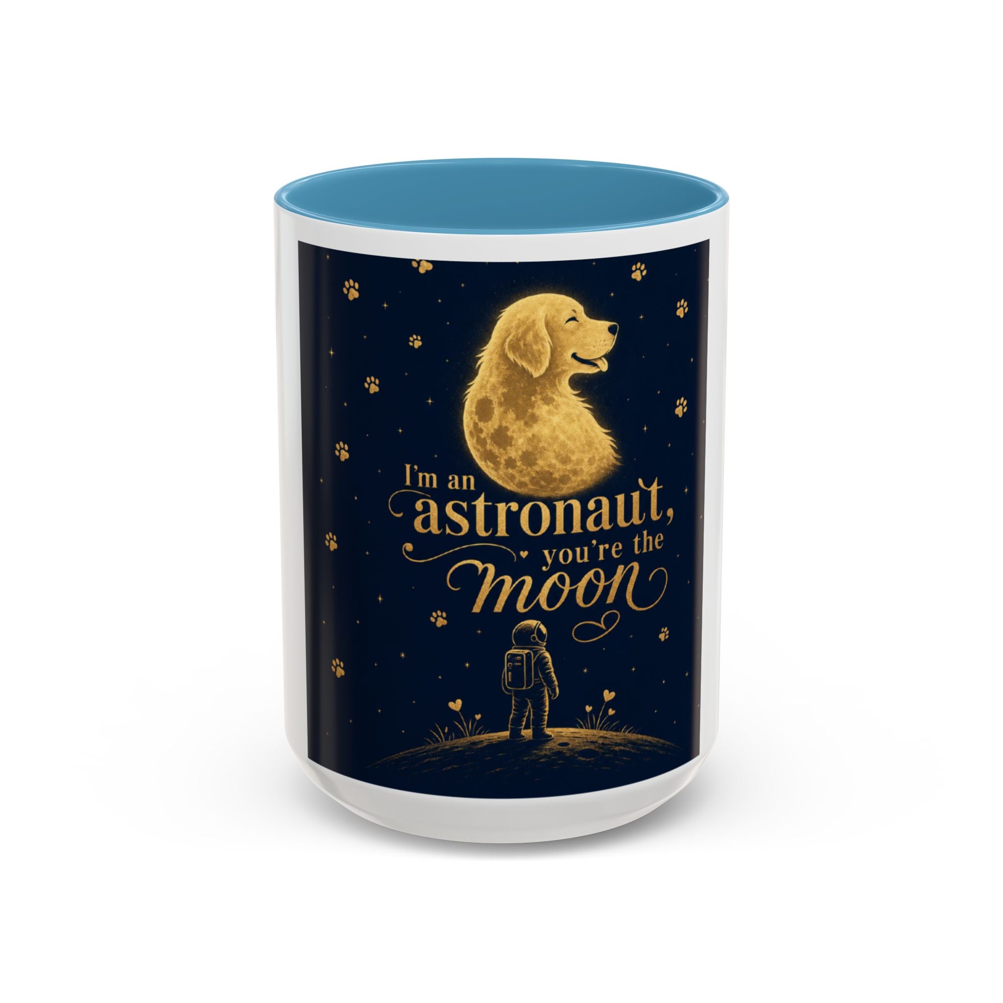 Accent Coffee Mug — “I’m an Astronaut, You’re the Moon” Dog Moonlight Design