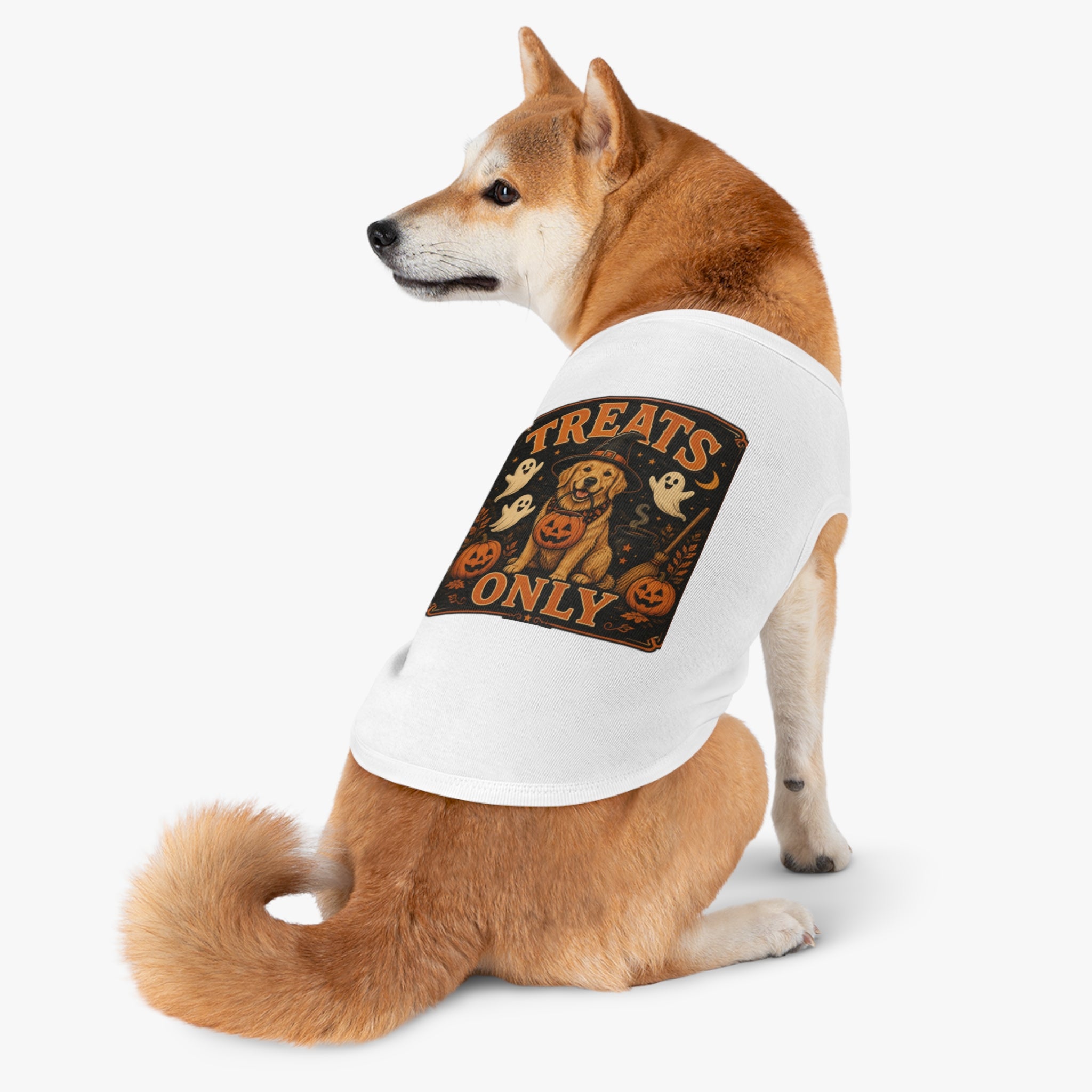 Halloween Dog Tank Top - "Treats Only" Pumpkin Puppy Pet Tank