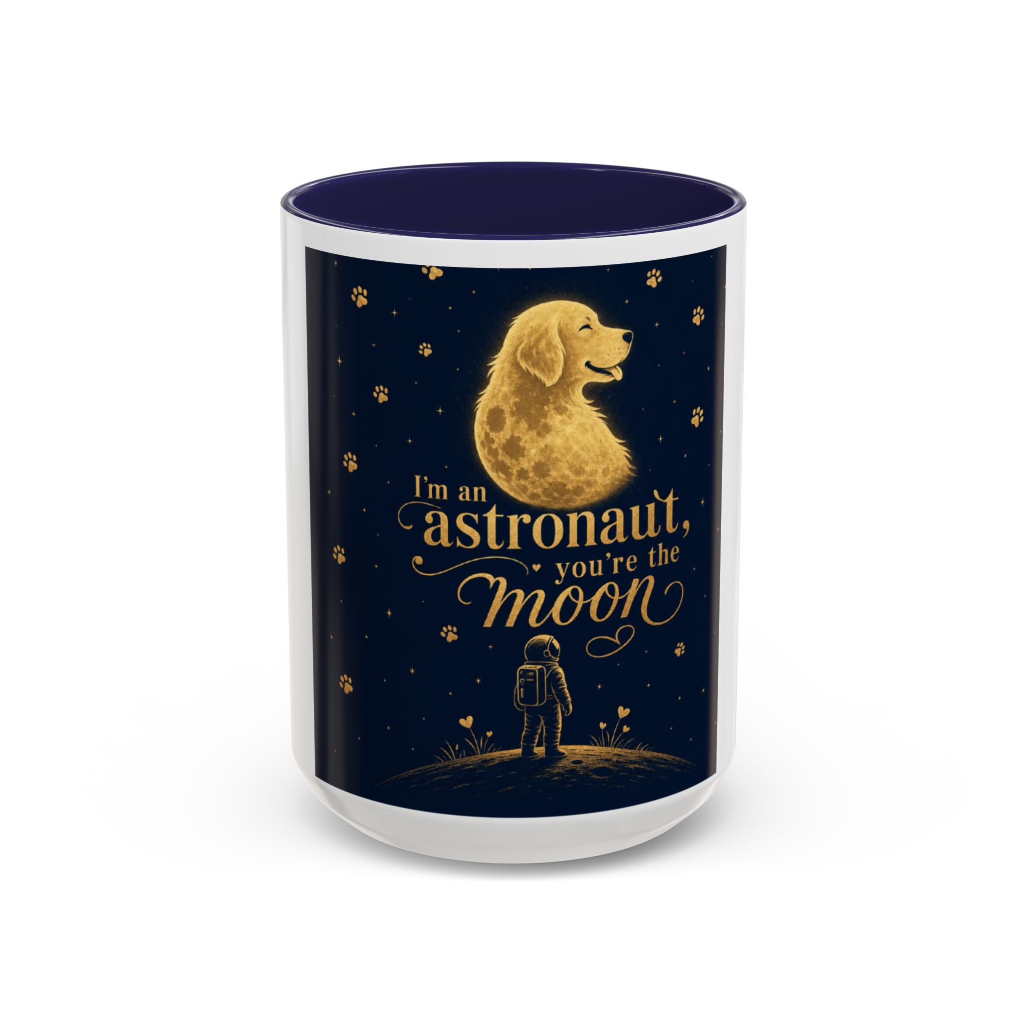 Accent Coffee Mug — “I’m an Astronaut, You’re the Moon” Dog Moonlight Design