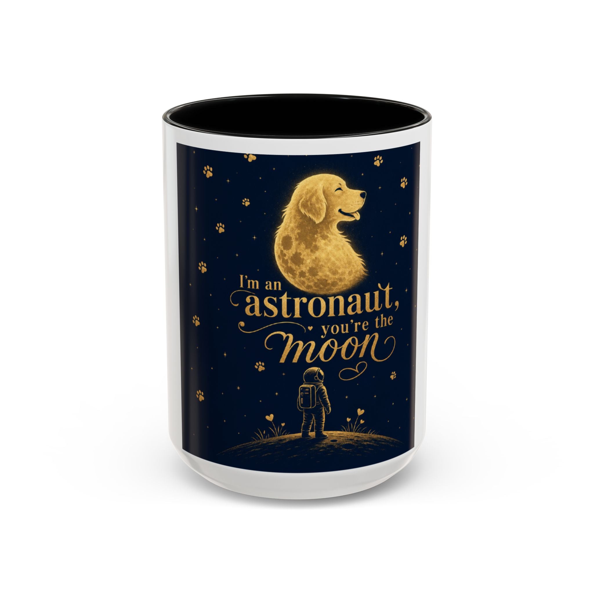 Accent Coffee Mug — “I’m an Astronaut, You’re the Moon” Dog Moonlight Design