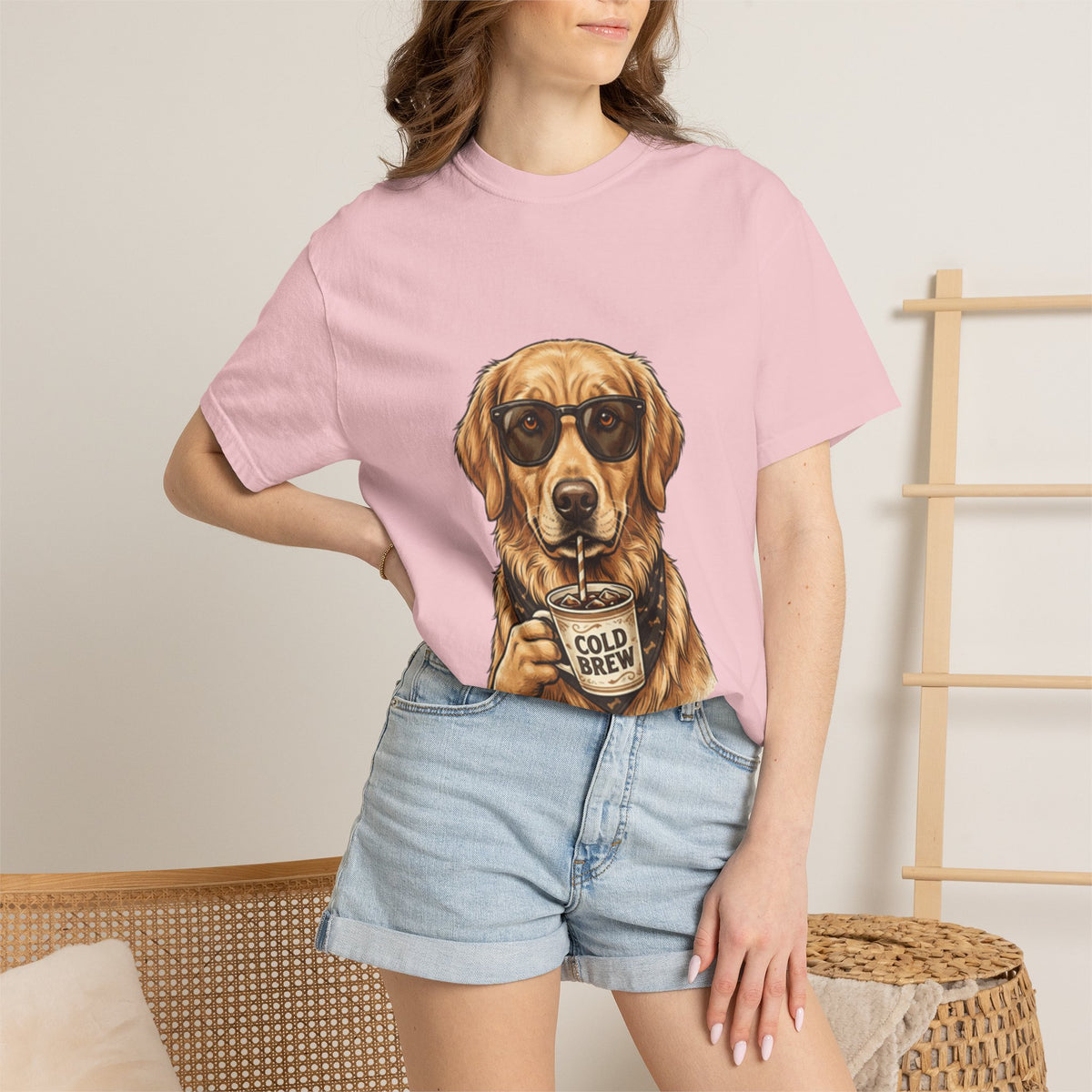 Cold Brew Golden Retriever T-Shirt — Dog Coffee Lover Tee