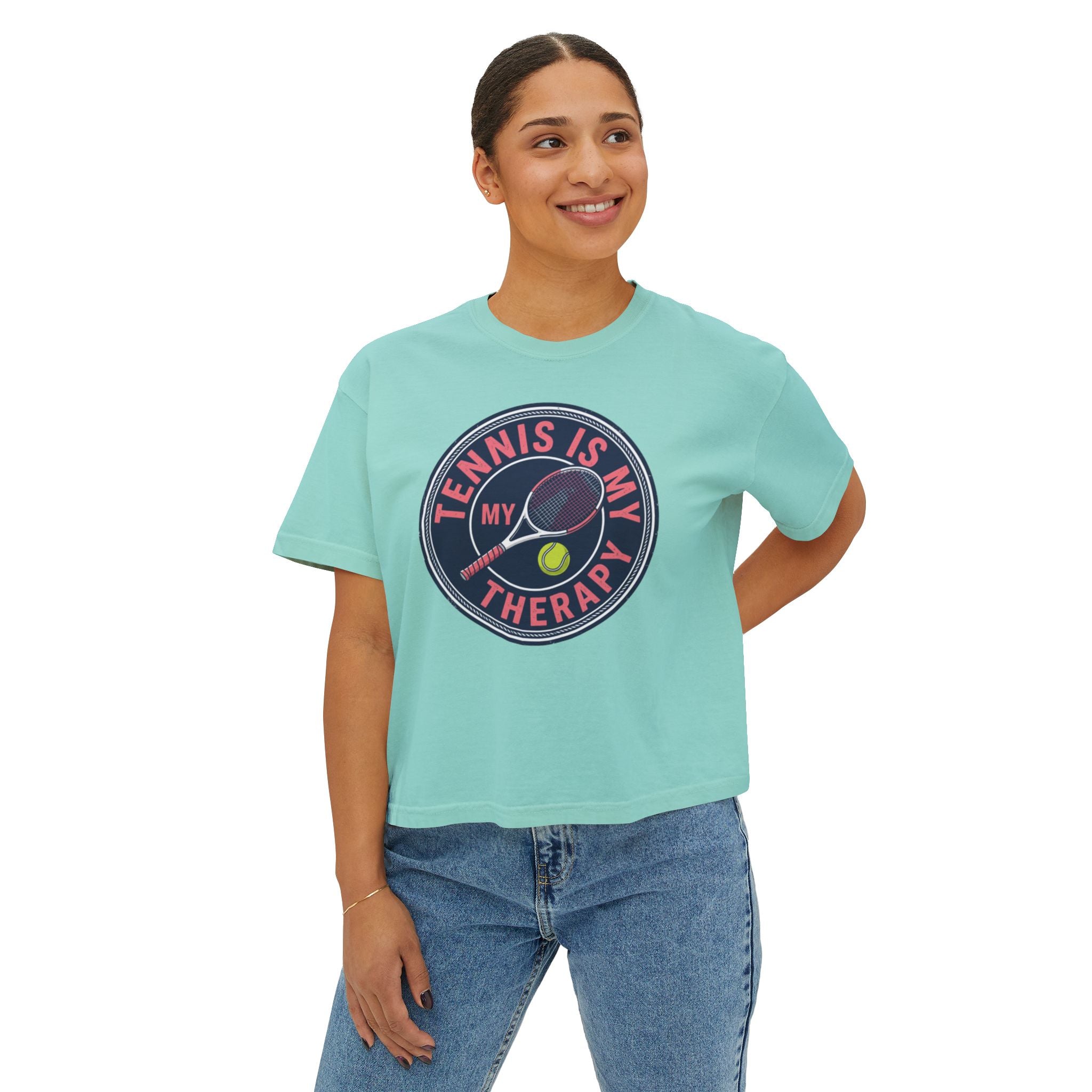 Tennis Tee — "Tennis Is My Therapy" Women's Boxy Shirt