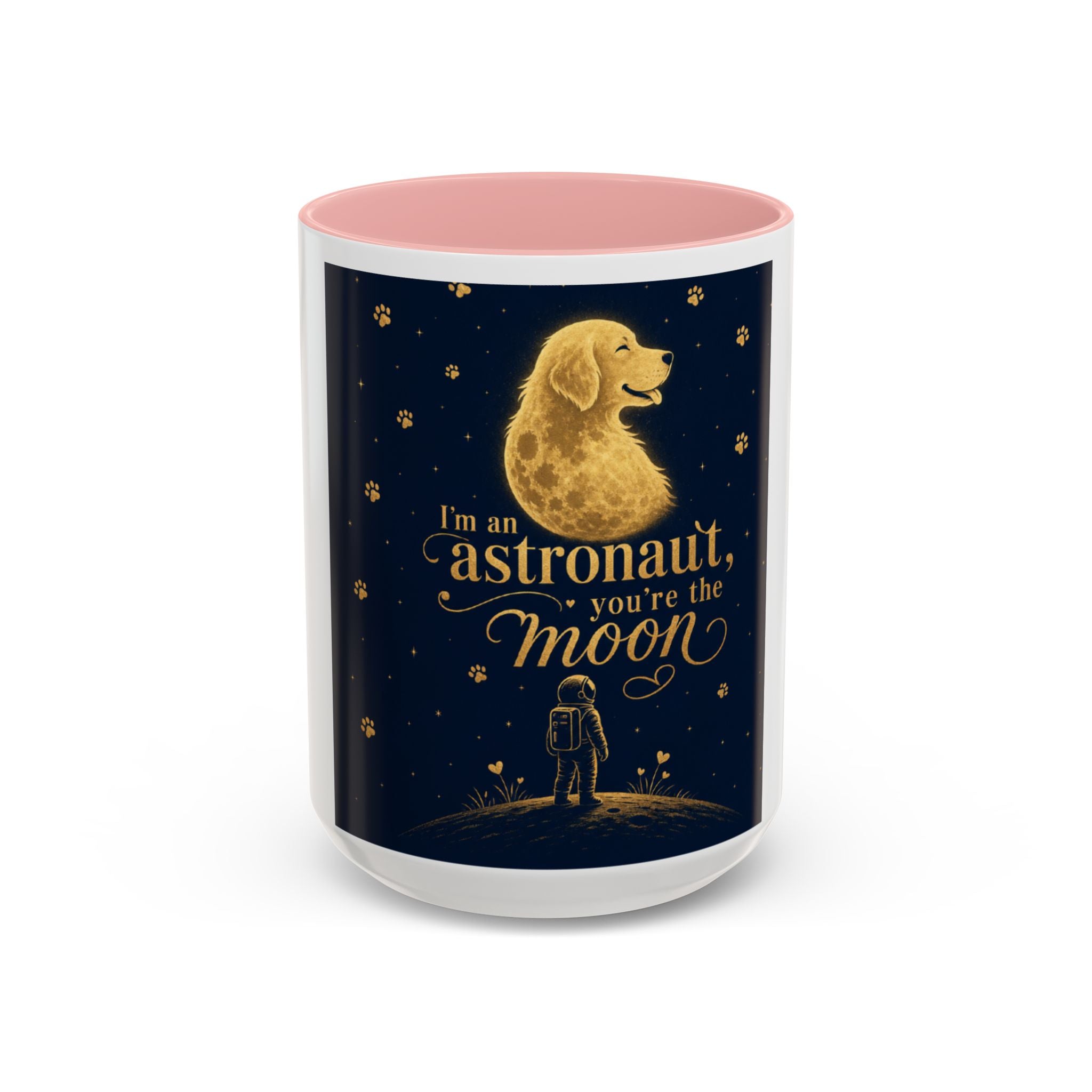 Accent Coffee Mug — “I’m an Astronaut, You’re the Moon” Dog Moonlight Design