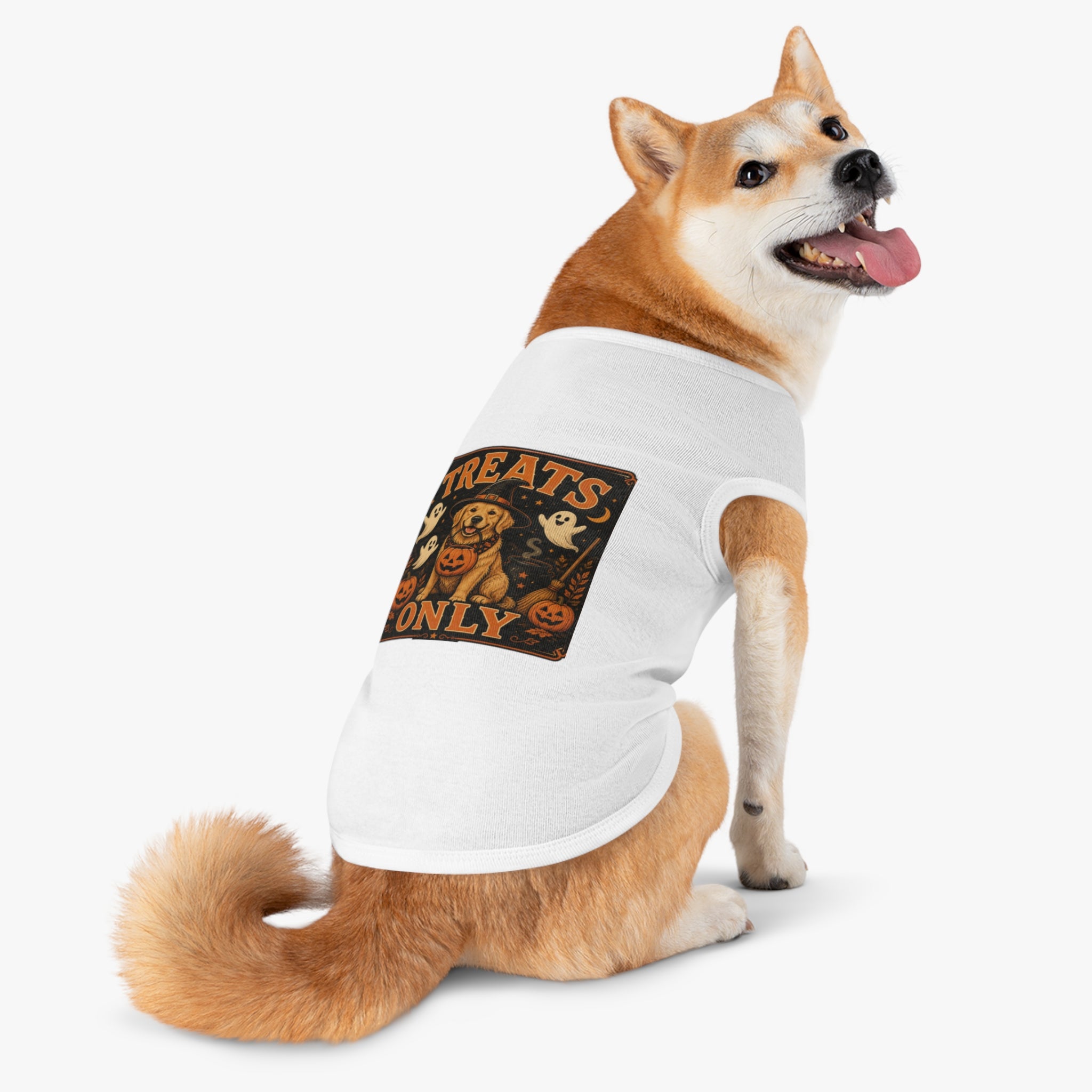 Halloween Dog Tank Top - "Treats Only" Pumpkin Puppy Pet Tank