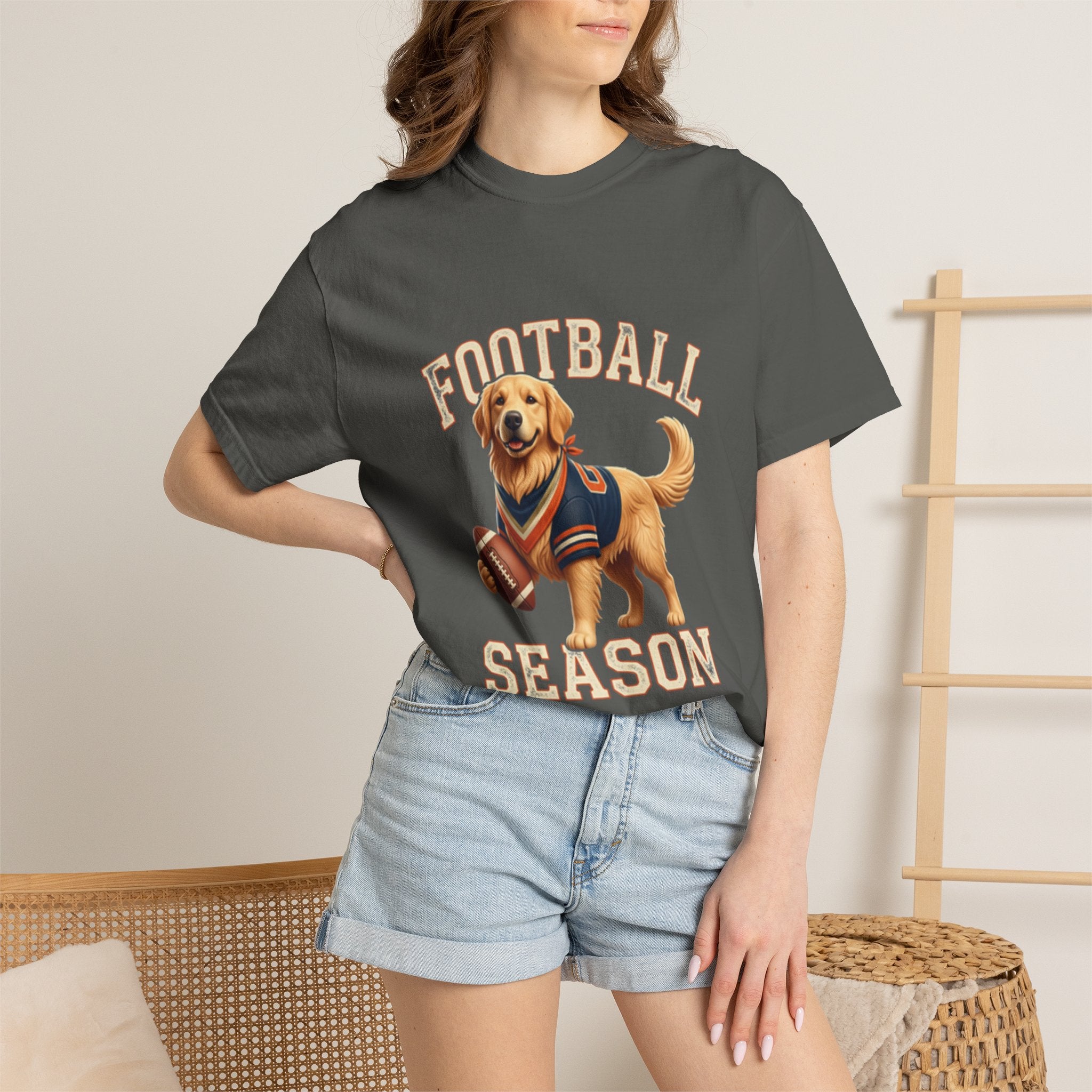 Football Season T-Shirt — Golden Retriever with Football
