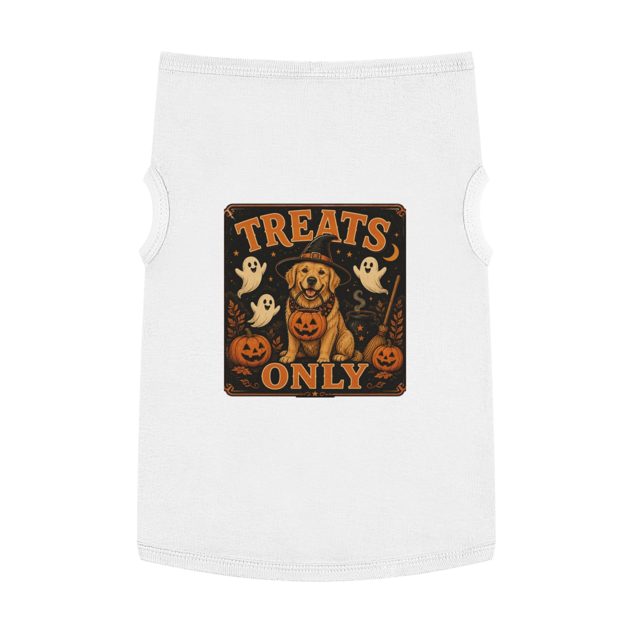 Halloween Dog Tank Top - "Treats Only" Pumpkin Puppy Pet Tank