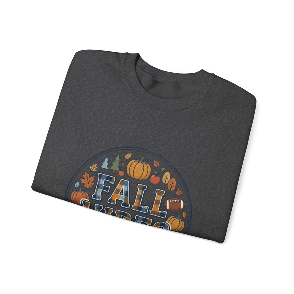 Fall Vibes Crewneck Sweatshirt — Pumpkin, Apples & Football Autumn Graphic
