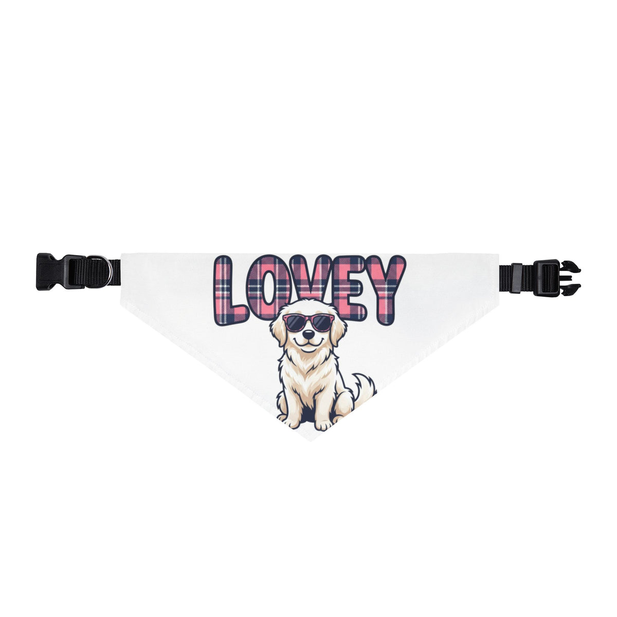 Lovey Dog Clip-On Pet Bandana – Cute Plaid Text Design for Small Dogs & Puppies