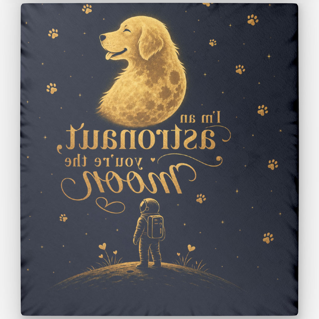 Astronaut & Moon Dog Shaped Pillow — "I'm an Astronaut, You're the Moon" Pet Tribute Accent Pillow