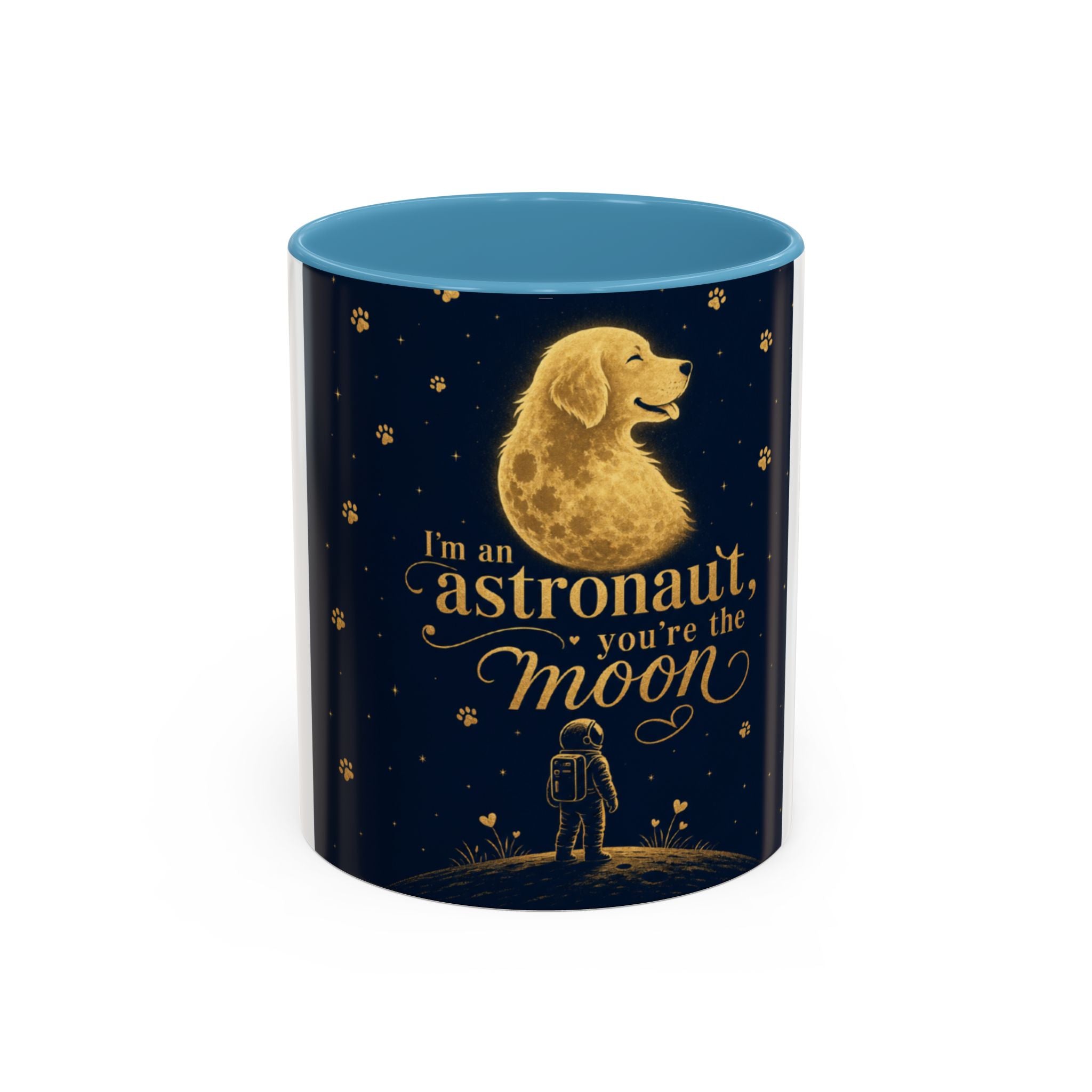 Accent Coffee Mug — “I’m an Astronaut, You’re the Moon” Dog Moonlight Design