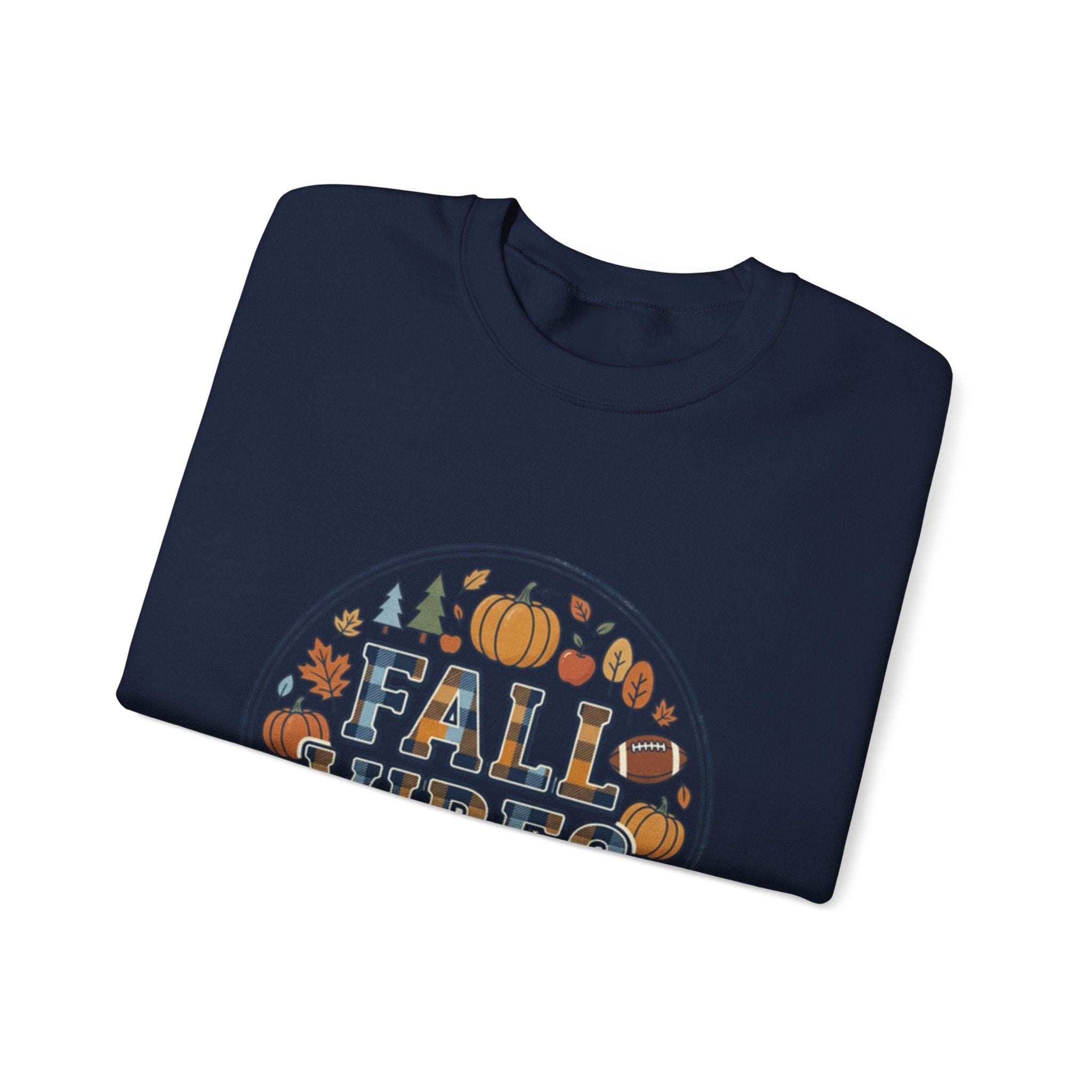 Fall Vibes Crewneck Sweatshirt — Pumpkin, Apples & Football Autumn Graphic