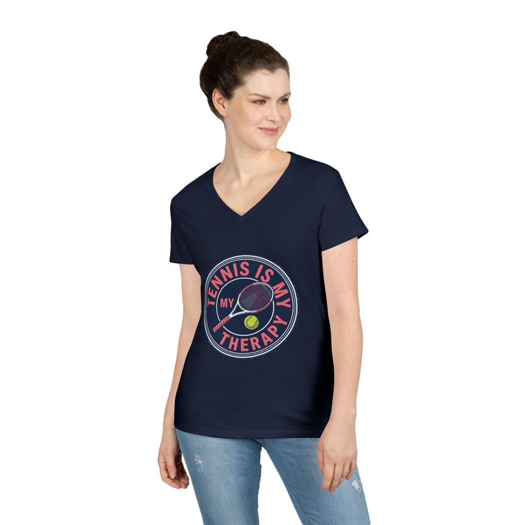 Tennis Is My Therapy Ladies' V-Neck T-Shirt