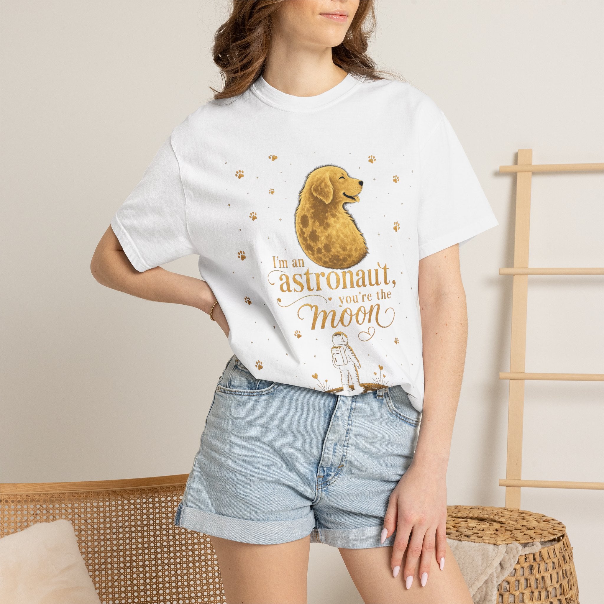 Astronaut & Moon Dog T-Shirt — "I'm an Astronaut, You're the Moon" Cute Space Dog Tee