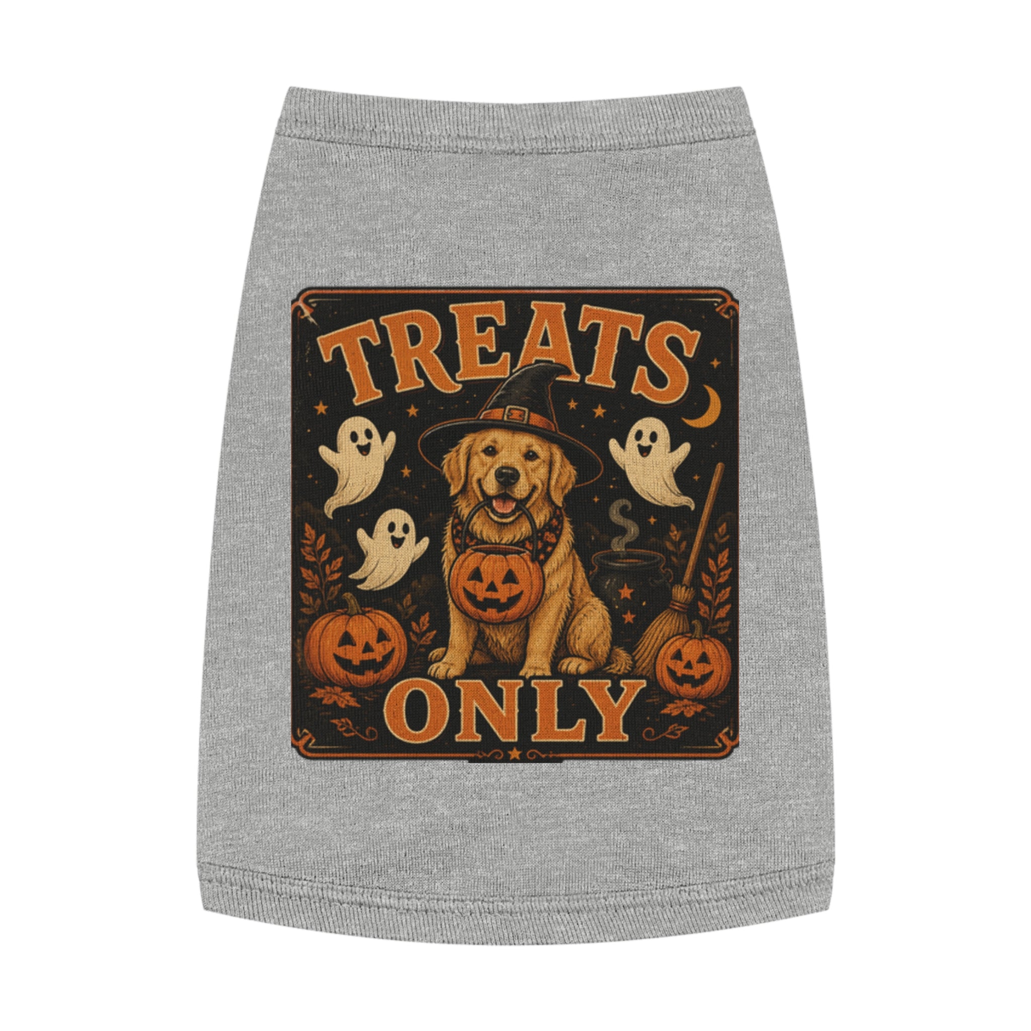 Halloween Dog Tank Top - "Treats Only" Pumpkin Puppy Pet Tank